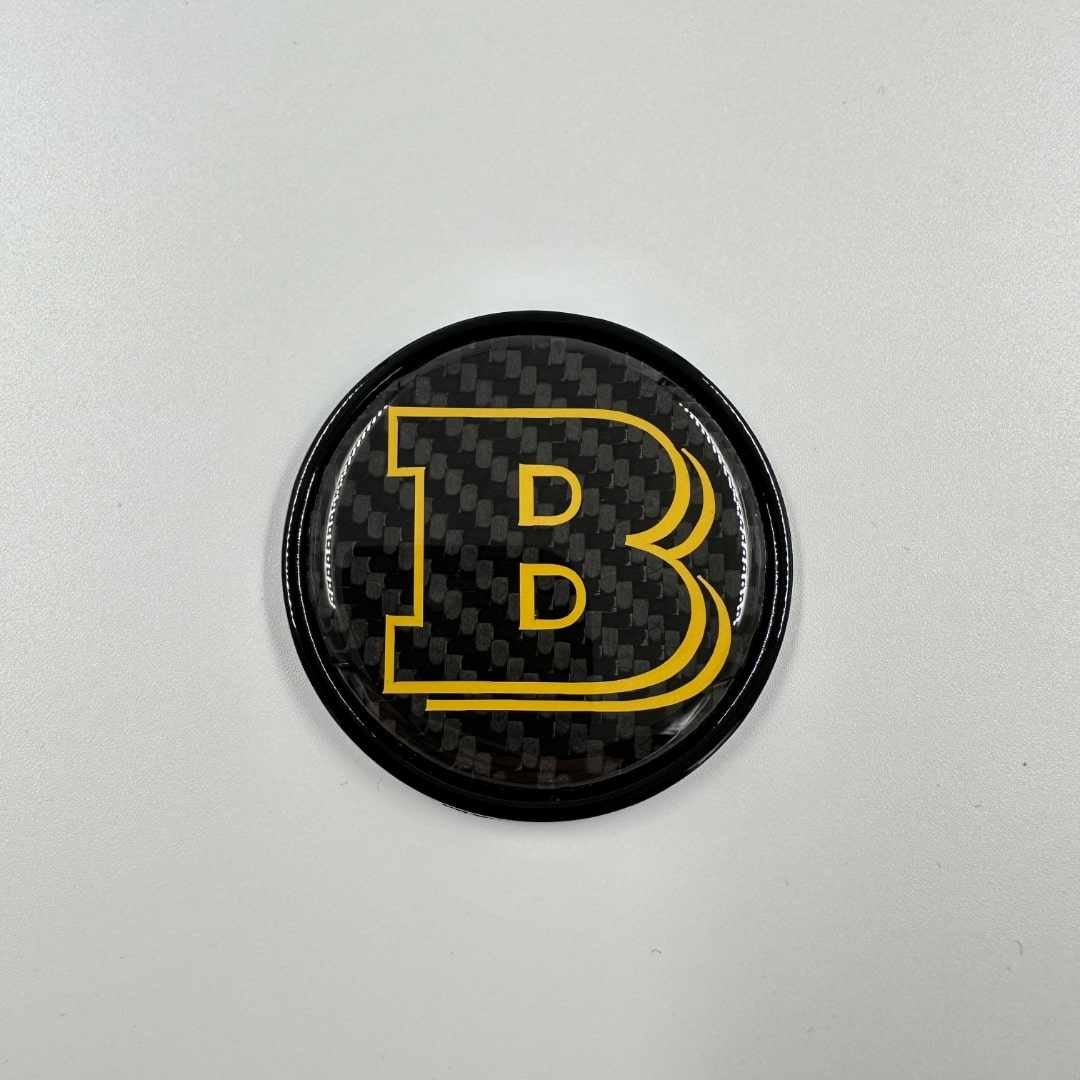 Yellow carbon Brabus badge for hood trunk Mercedes-Benz W463 W463A W464 G-Class - Custom Class