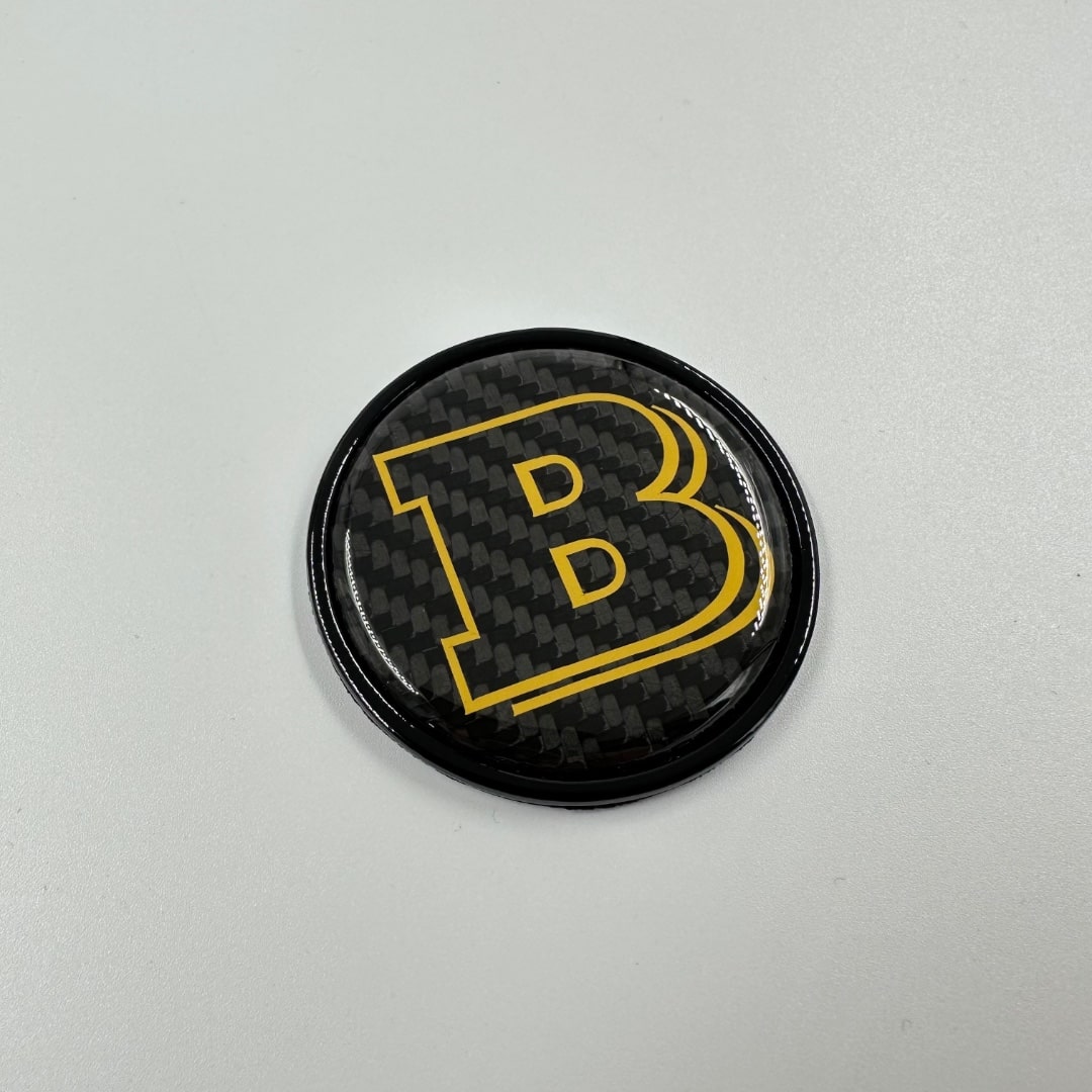 Yellow carbon Brabus badge for hood trunk Mercedes-Benz W463 W463A W464 G-Class - Custom Class