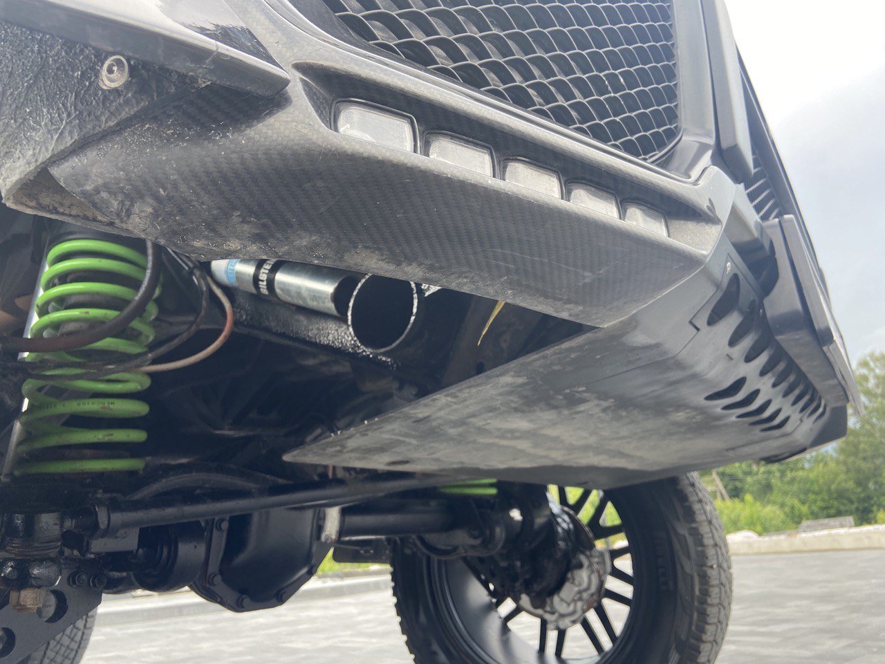 4x4 Squared carbon front AMG bumper lip spoiler with original LEDs for Mercedes W463 G Wagon - Custom Class