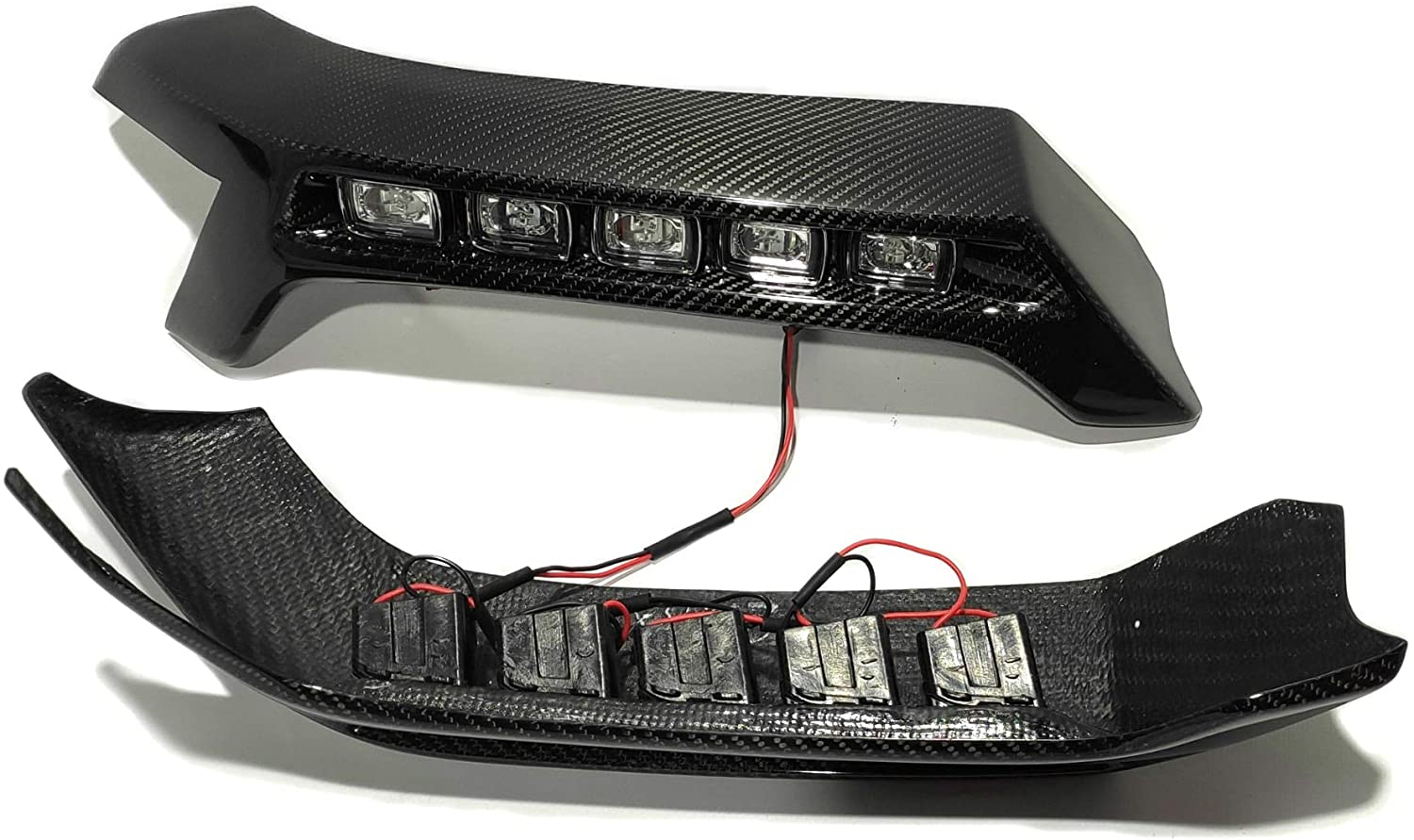 4x4 Squared carbon front AMG bumper lip spoiler with original LEDs for Mercedes W463 G Wagon.