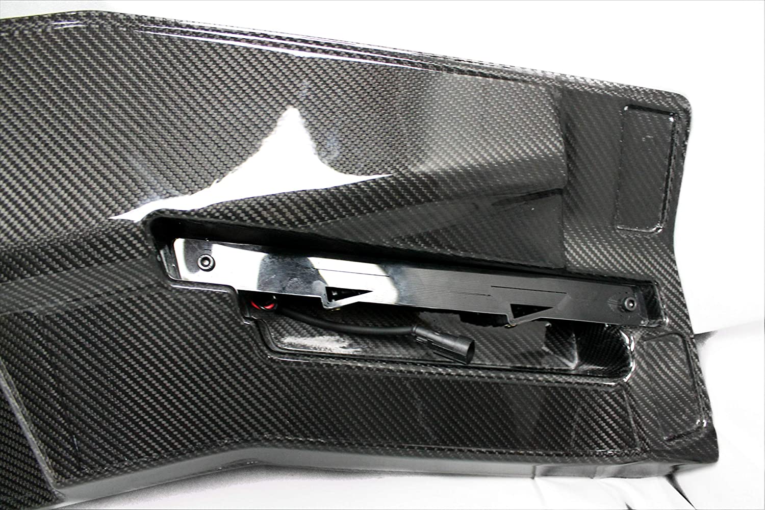 6x6 4x4 Squared Brabus Front Roof Carbon Spoiler with LEDs for Mercedes W463 G Wagon from Custom Class, made of genuine carbon fiber with a grey gloss UV-resistant coating.