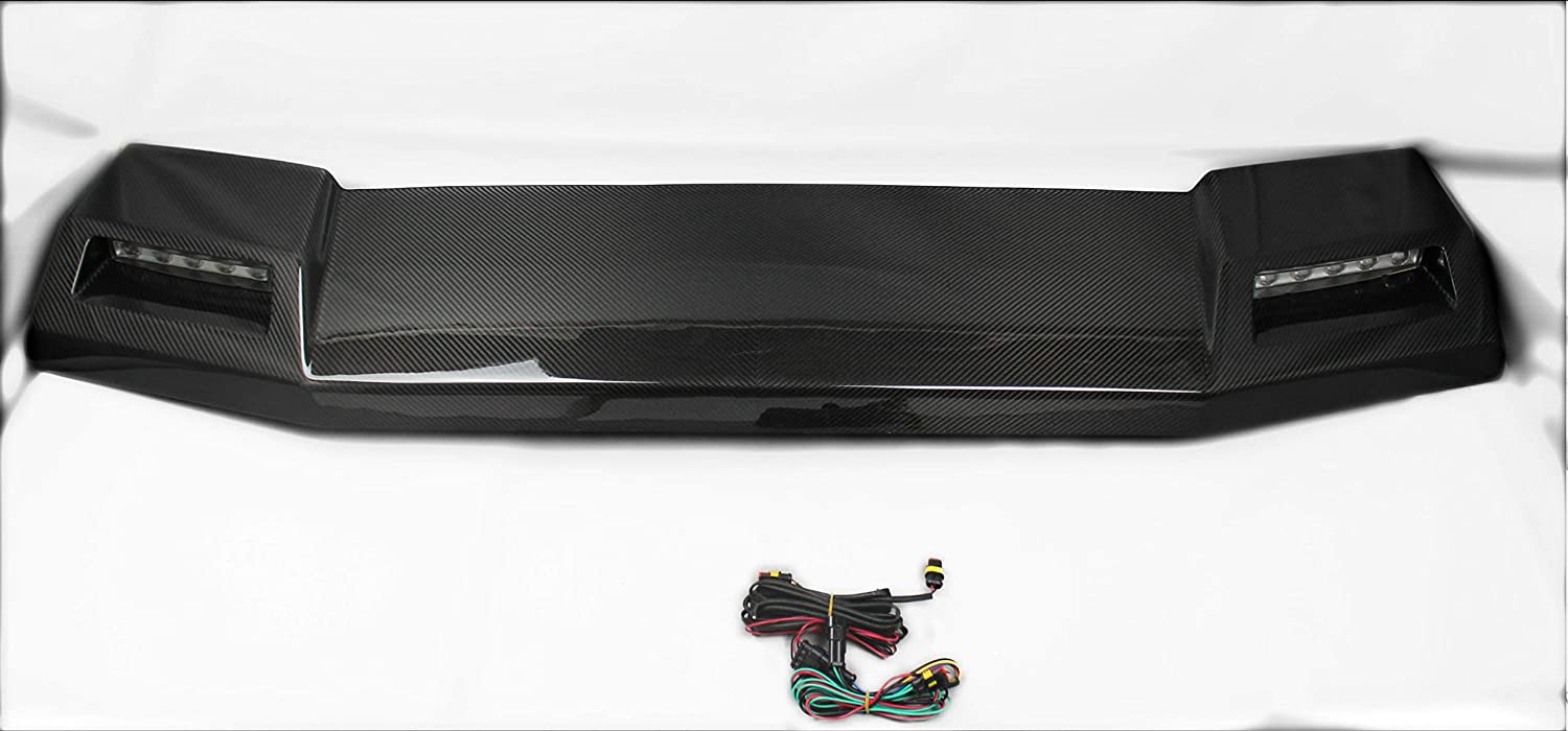 6x6 4x4 Squared Brabus Front Roof Carbon Spoiler with LEDs for Mercedes W463 G Wagon from Custom Class, made of genuine carbon fiber with a grey gloss UV-resistant coating.