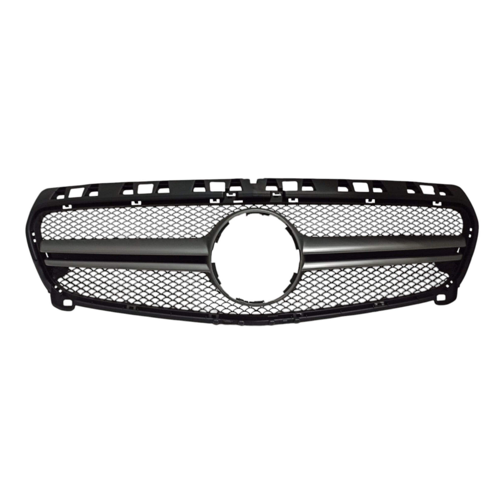 AMG matte chrome front radiator grille for Mercedes W176 (2012-2015) from Custom Class, featuring a precise fit and bold styling.