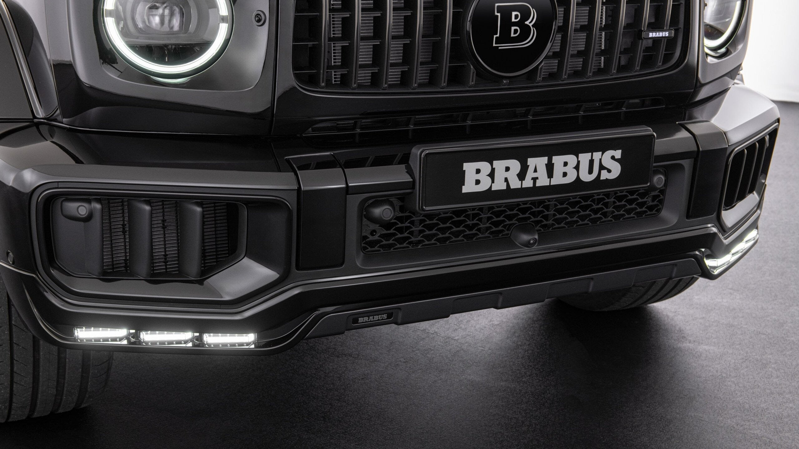 BRABUS Front Bumper Add-On with LED Daytime Running Lights for 2025+ Mercedes G450/G500/G550 W465