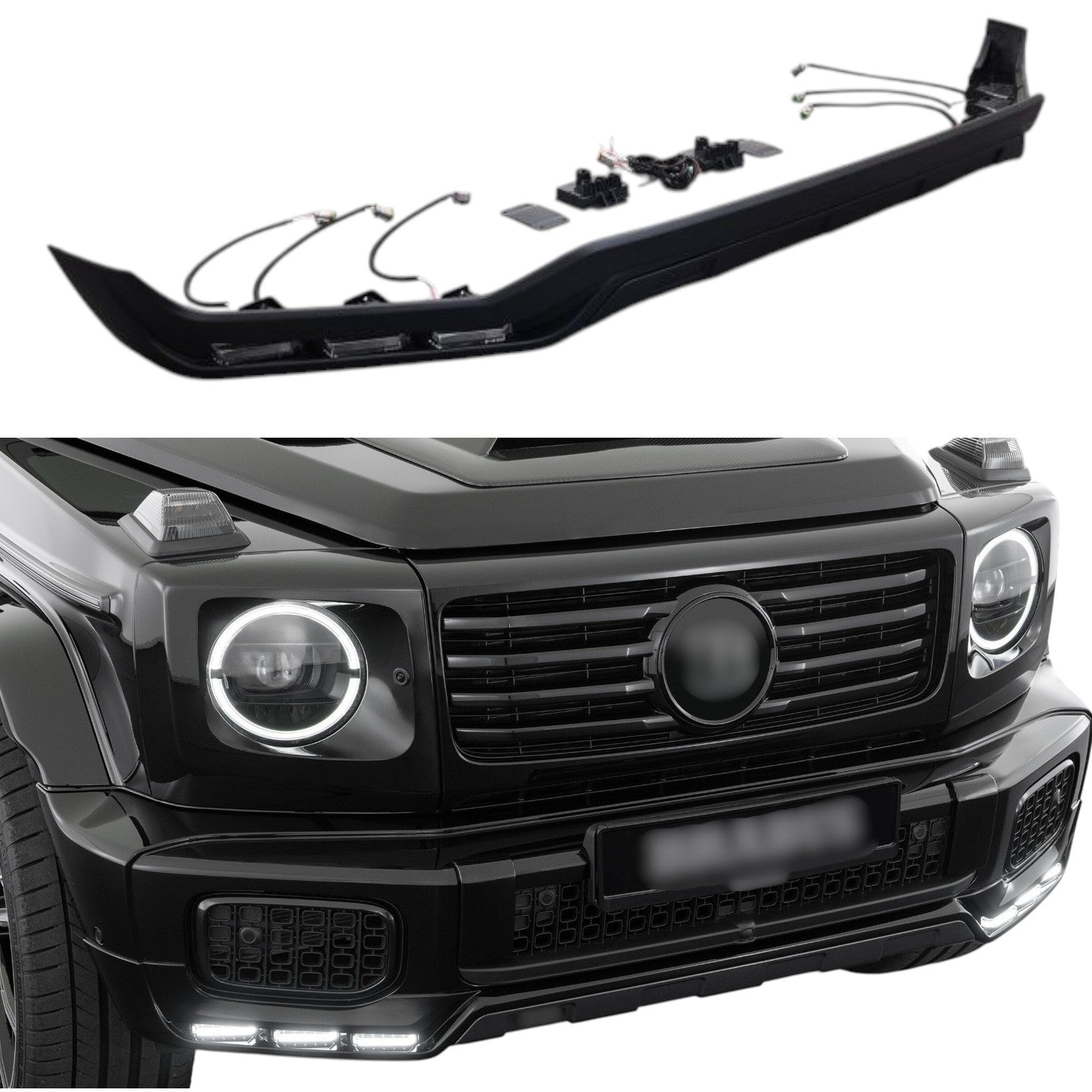 Brabus Style Front Bumper Lip with LED for Mercedes-Benz G-Class W465 2024+