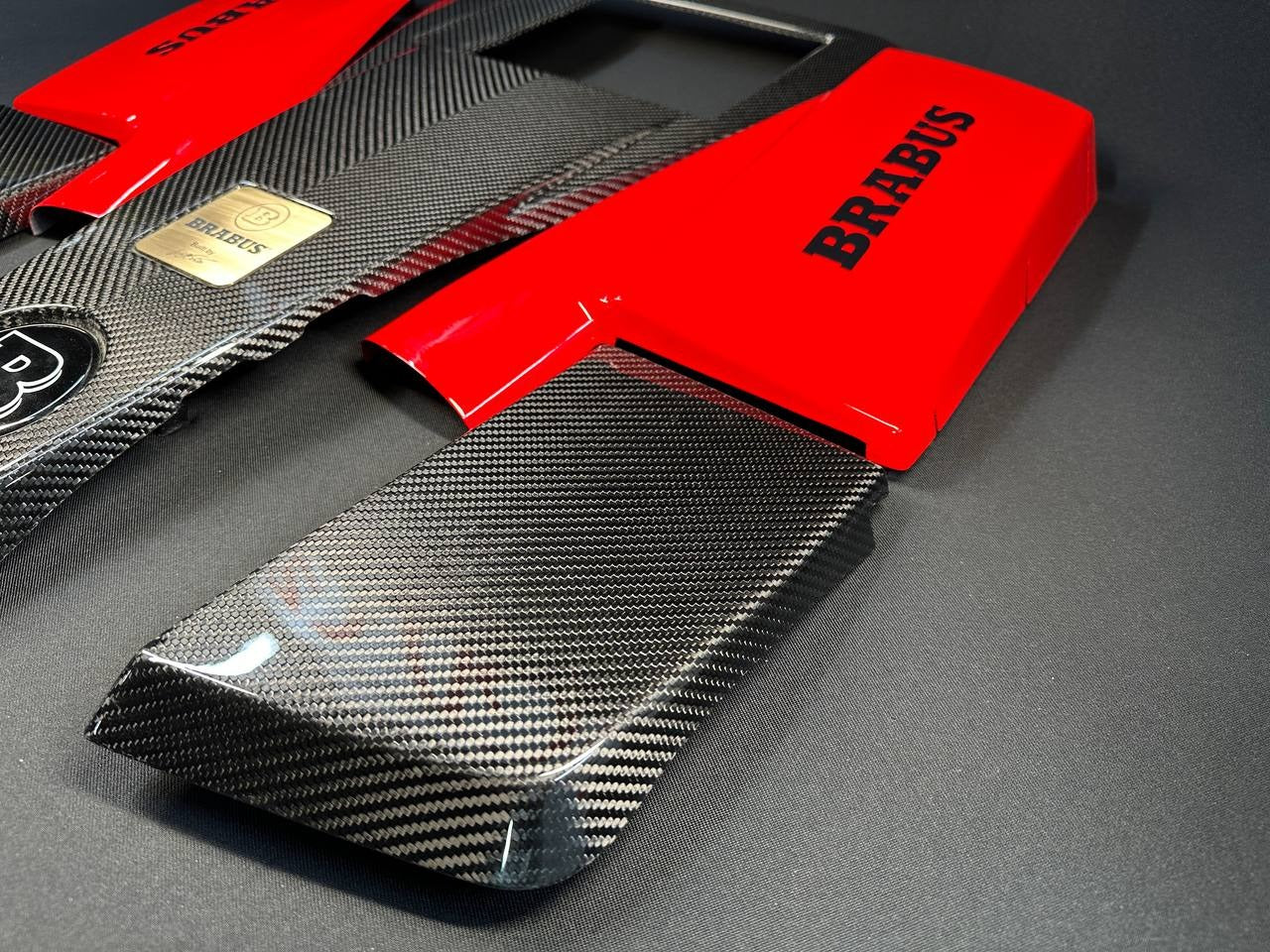 Carbon AMG engine cover with Red Brabus air filters for Mercedes-Benz G-Wagon W463 G63 - Custom Class