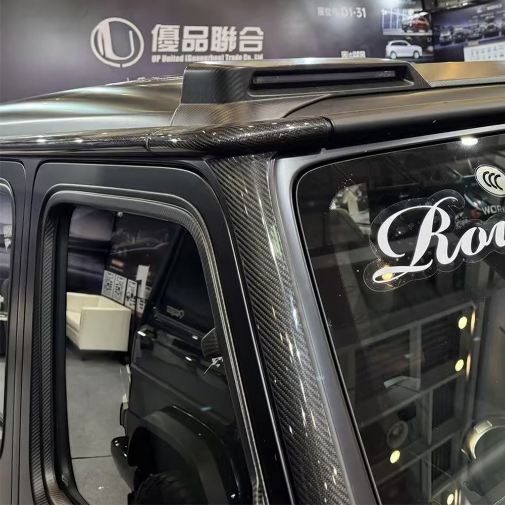 Carbon Upper Roof Trim A-Pillar Covers 2 pcs for Mercedes-Benz G-Class W465 2024+ - Custom Class