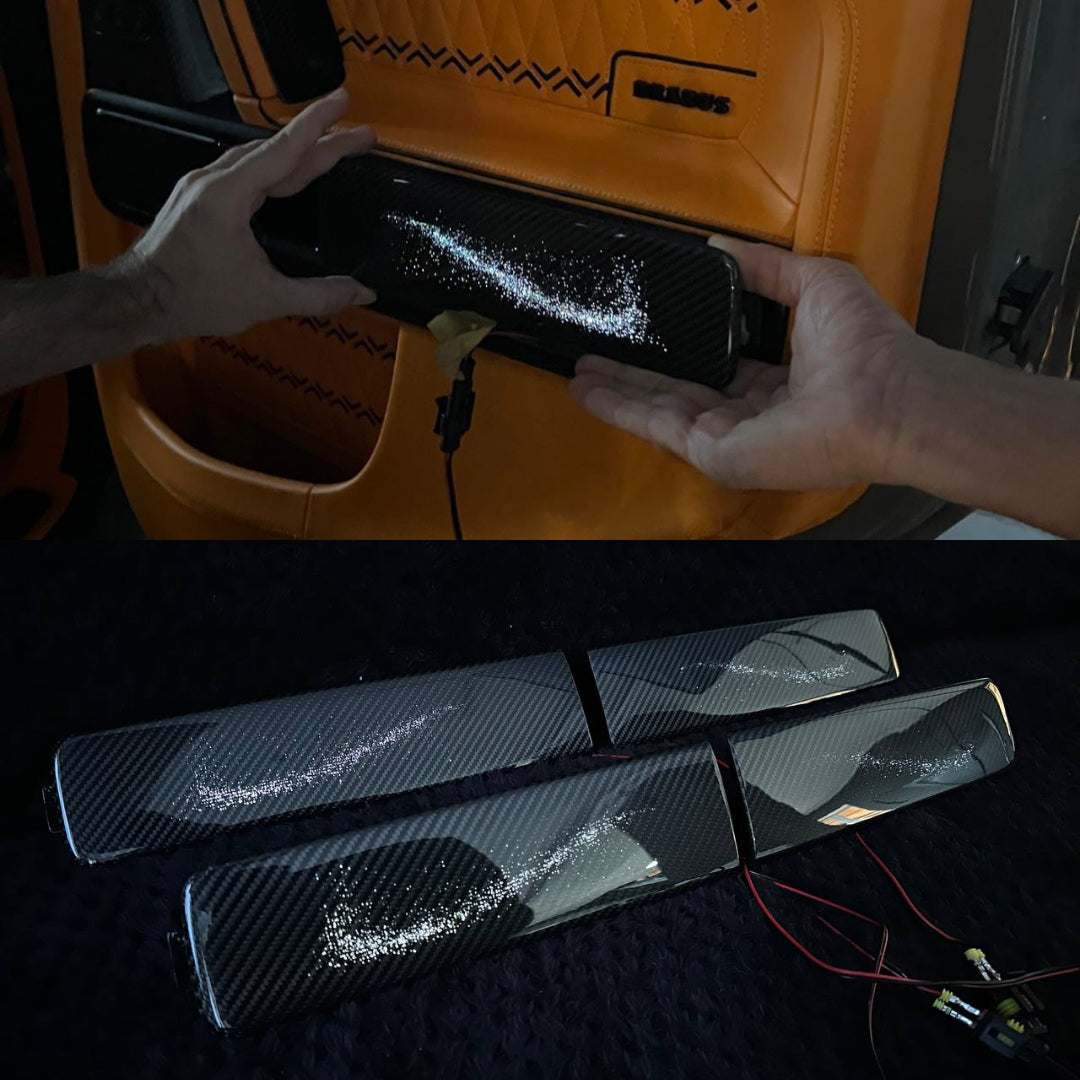 Carbon door panel decorative trim with LED illumination for Mercedes-Benz G-Wagon W463A - Custom Class