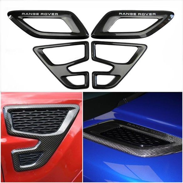 Carbon fiber fender and hood trim 4 pcs for Range Rover Sport L494 2013-2022 from Custom Class, featuring high-gloss UV protective varnish.