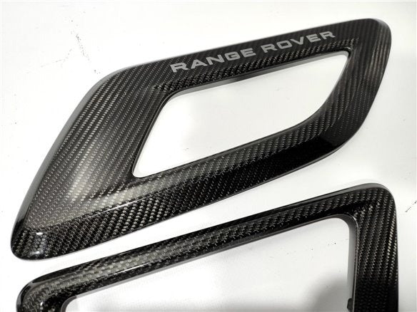 Carbon fiber fender and hood trim 4 pcs for Range Rover Sport L494 2013-2022 from Custom Class, featuring high-gloss UV protective varnish.