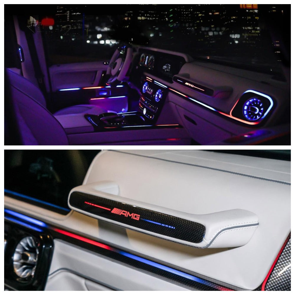 Carbon interior trim insertions with LEDs AMG logo for Mercedes G-class W463A - Custom Class
