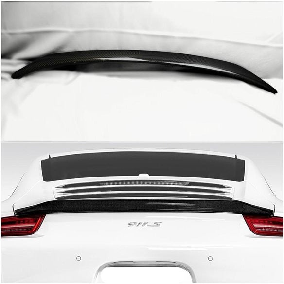 Carbon rear trunk spoiler for Porsche 911 Carrera GT from Custom Class, made of genuine carbon fiber with a high-gloss UV protective varnish.