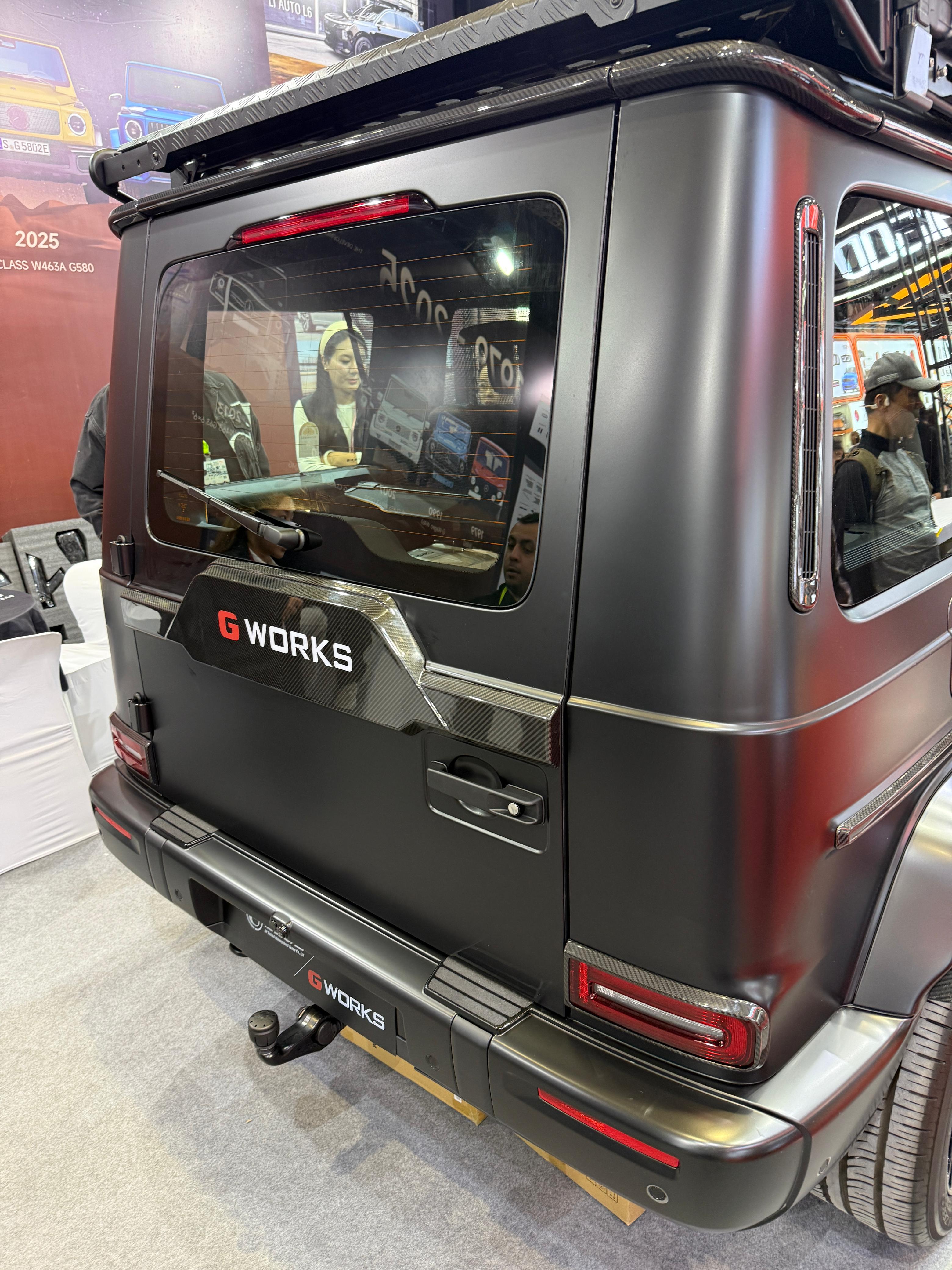 Carbon upper roof trim with A-pillars for Mercedes-Benz G-Class W465 2024+ from Custom Class, featuring premium carbon fiber and a high-gloss finish.