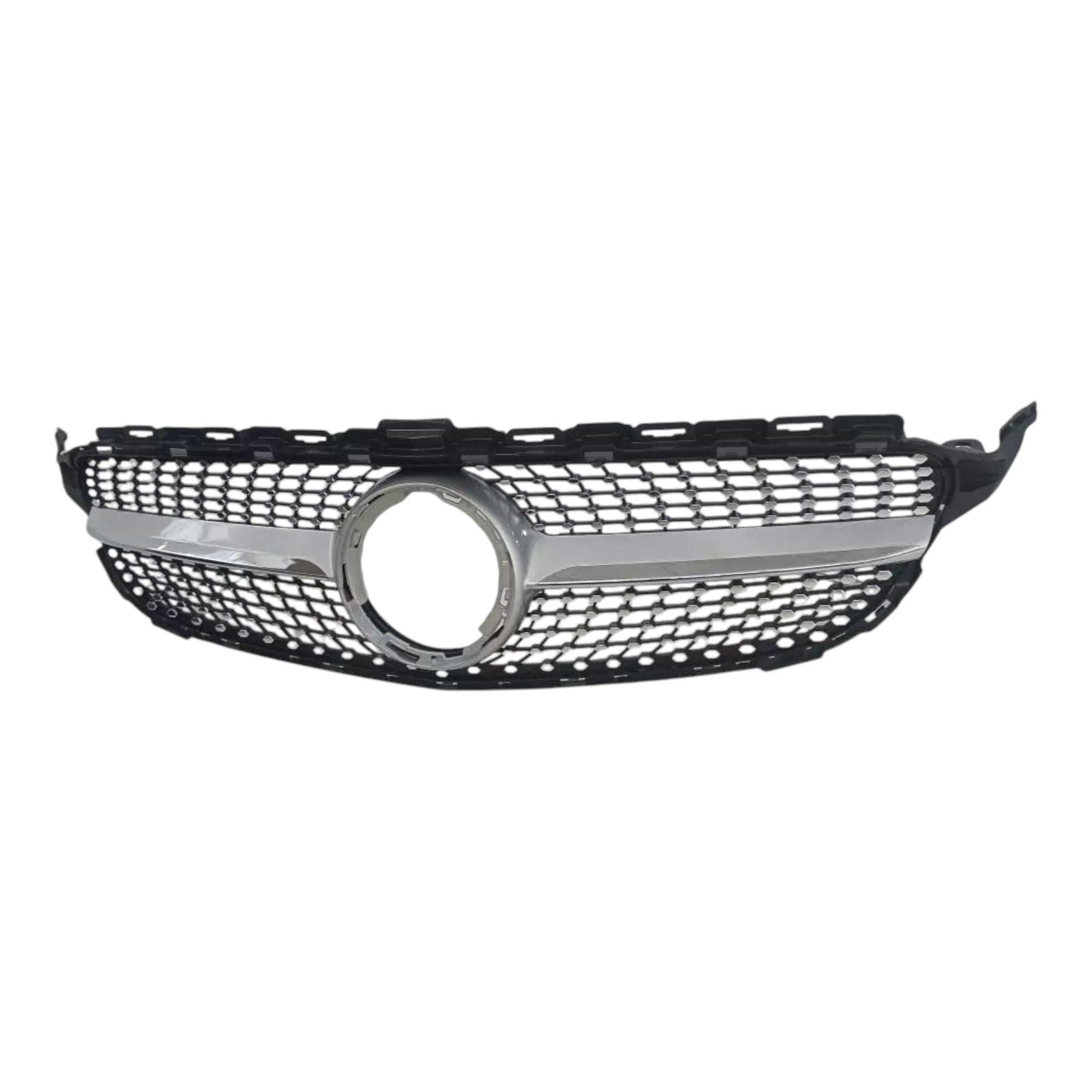 Diamond Silver Front Radiator Grille for Mercedes C-Class W205 2018-2021 without camera, premium upgrade by Custom Class.