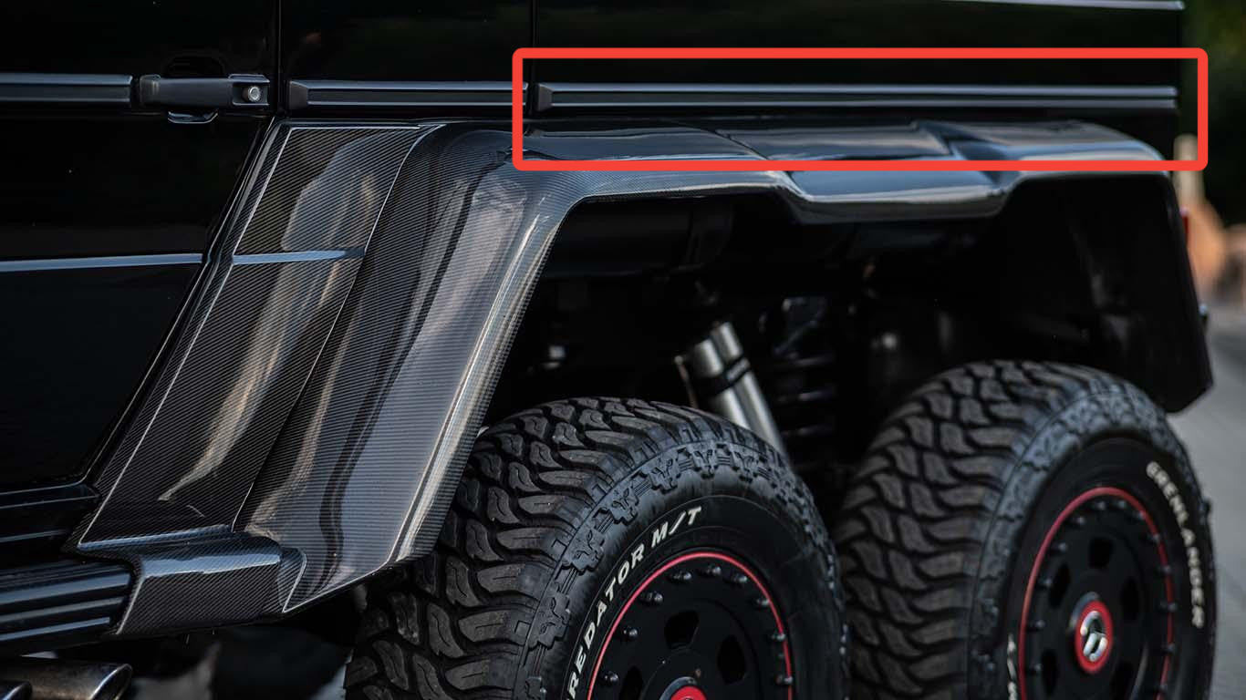 Fiberglass Rear Long Mouldings 2 pcs for Mercedes-Benz 6x6 W463 G-Class - Custom Class