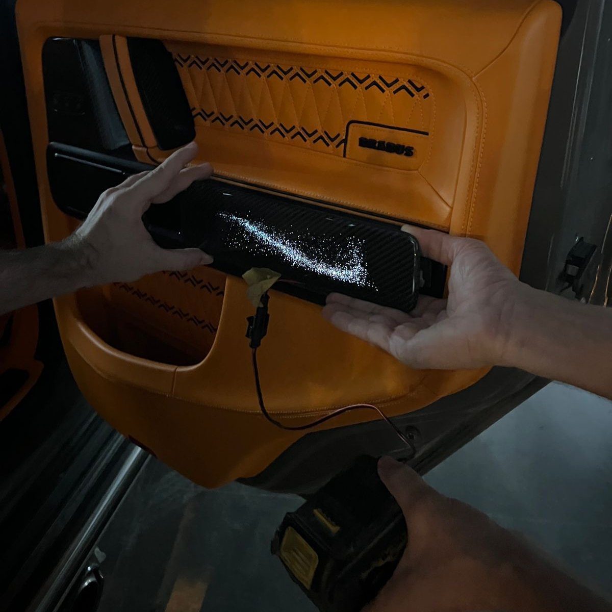 Forged carbon door panel decorative trim with LED illumination for Mercedes-Benz G-Wagon 463A - Custom Class