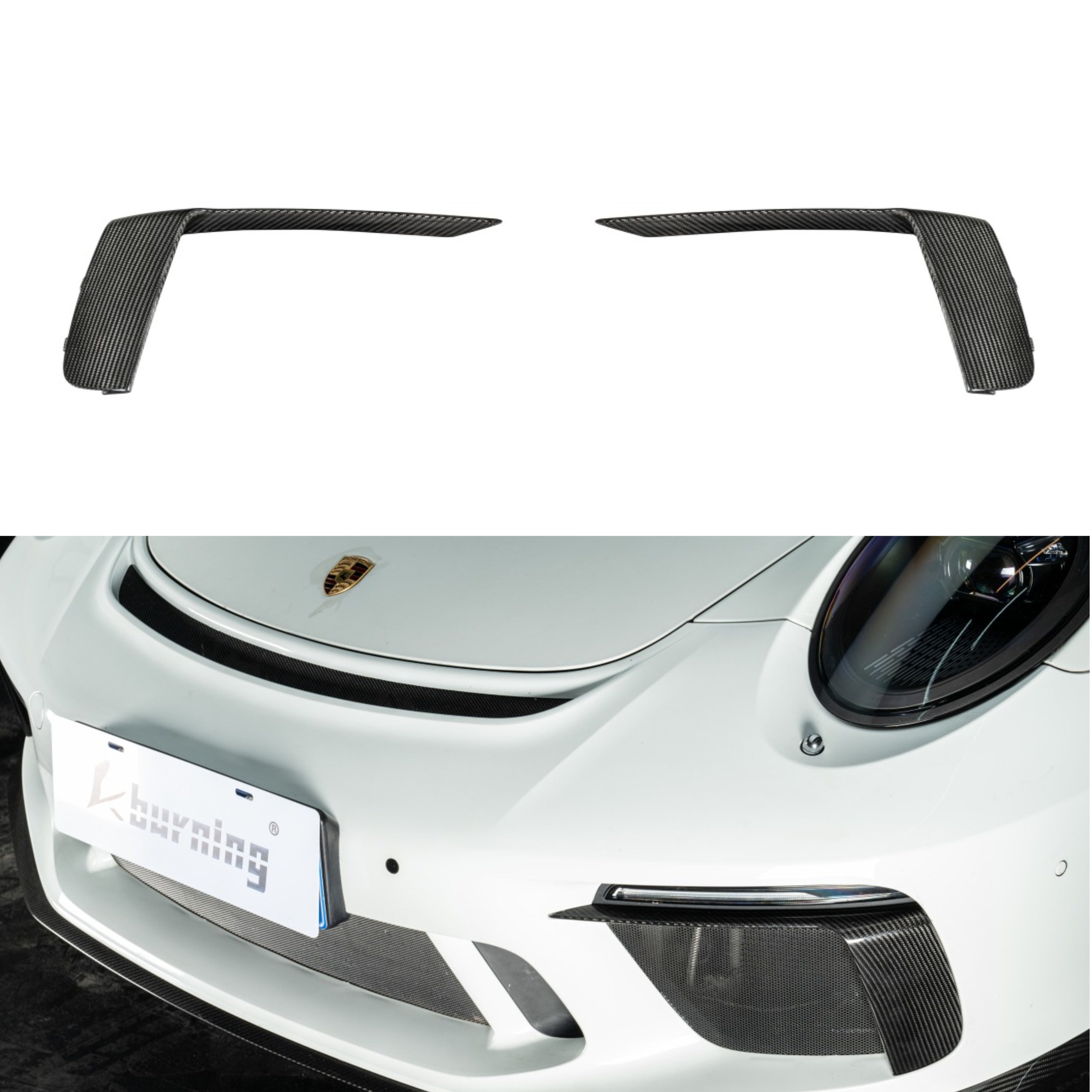 Carbon Fiber Front Bumper Insertions for Porsche 911 991 2012-2019