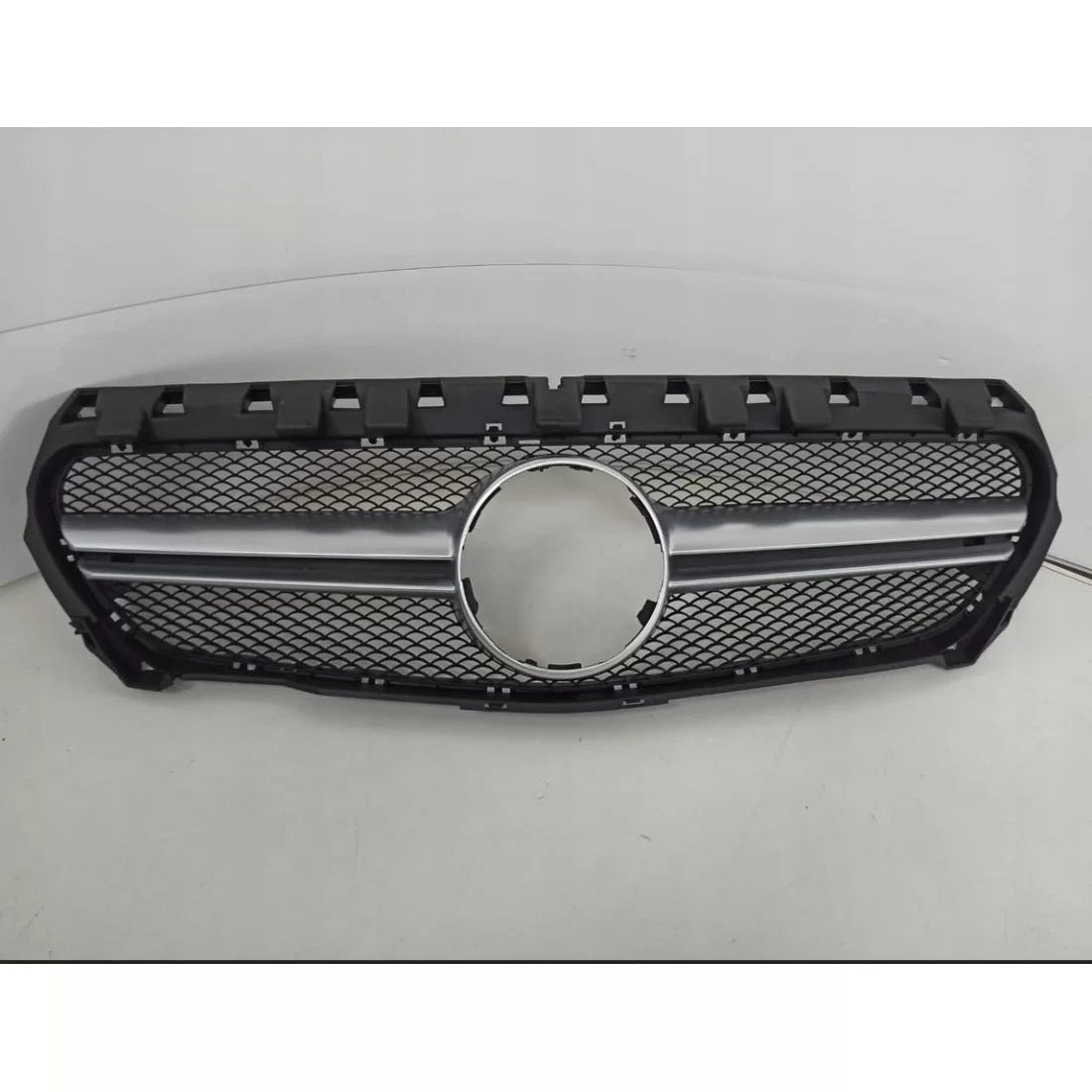 AMG Matte Chrome Front Grille for Mercedes CLA-Class C117 (2013-2016) by Custom Class, featuring a sleek and sporty design.