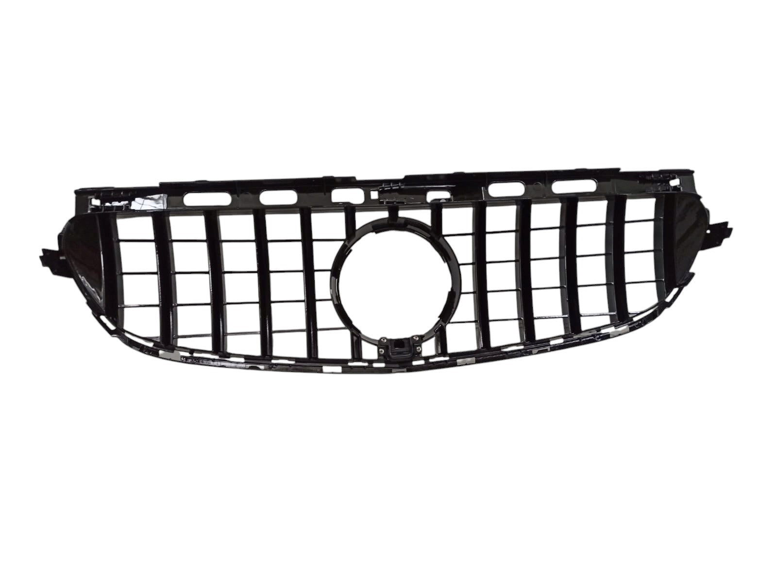 GT Chrome Black front grill with camera compatibility for Mercedes E-Class W212 (2014-2016) from Custom Class, offering modern and sporty styling.