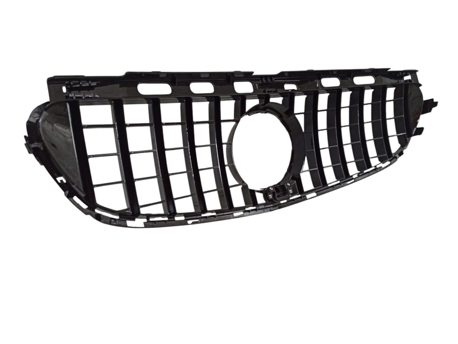 GT Chrome Black front grill with camera compatibility for Mercedes E-Class W212 (2014-2016) from Custom Class, offering modern and sporty styling.