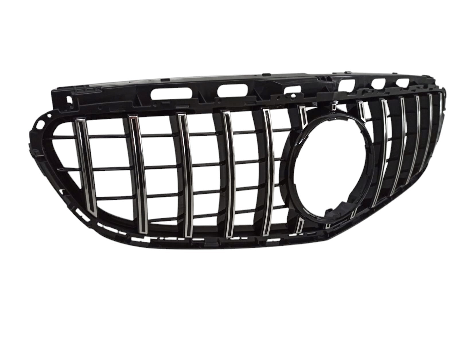 GT Chrome Black front grill (no camera) for Mercedes E-Class W212 (2014-2016) from Custom Class, offering sleek and sporty styling.