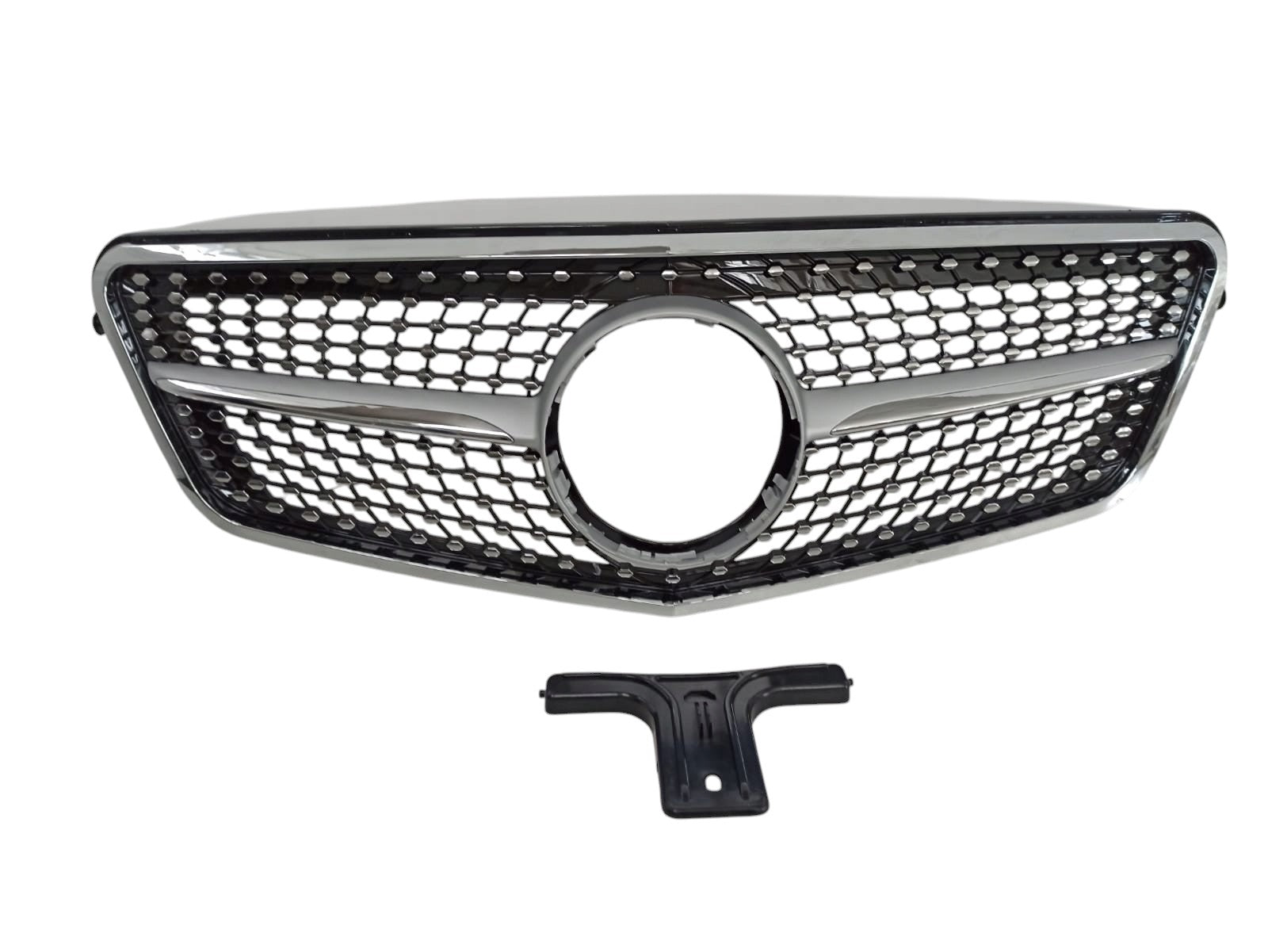 Diamond Silver front grill for Mercedes E-Class W212 (2009-2013) from Custom Class, featuring a sleek and elegant design.