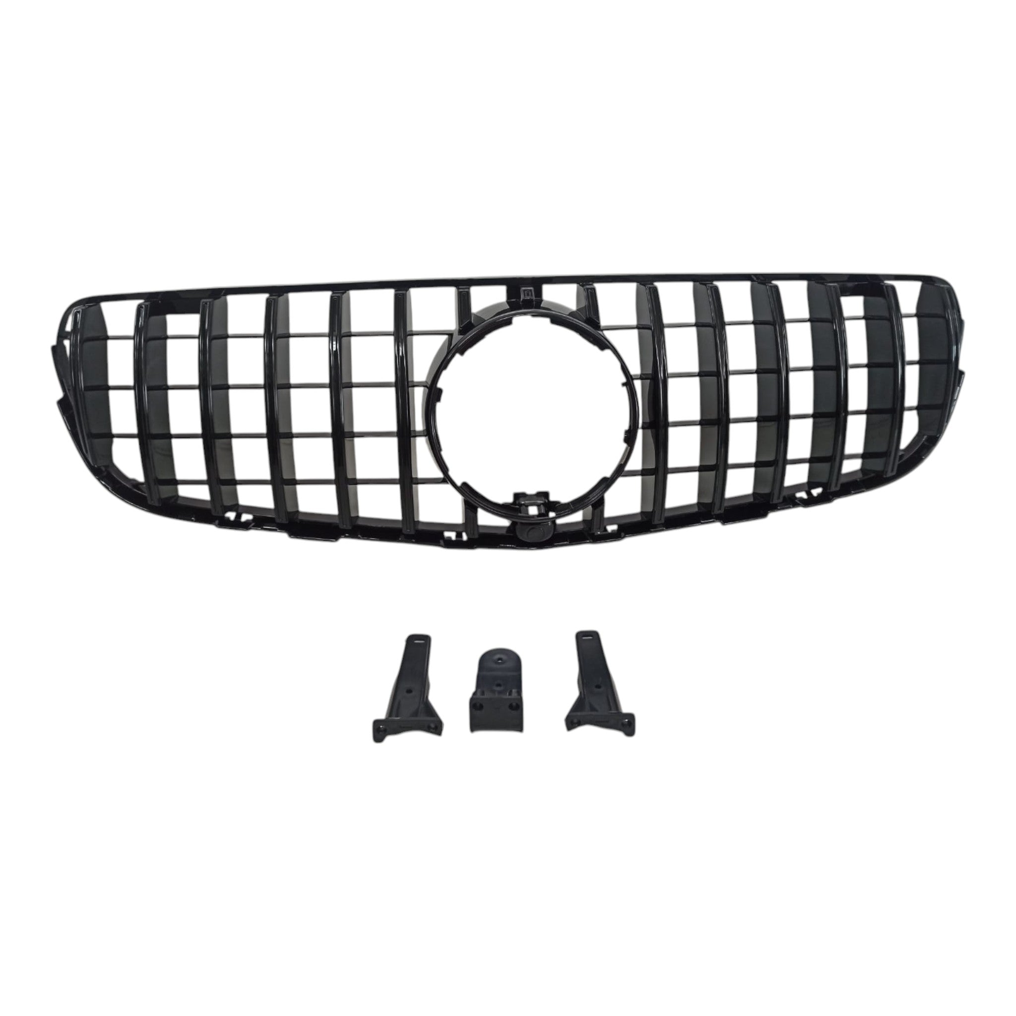 GT Black Front Radiator Grille with Camera for Mercedes GLC-Class X253 (2015-2019), premium Custom Class upgrade.