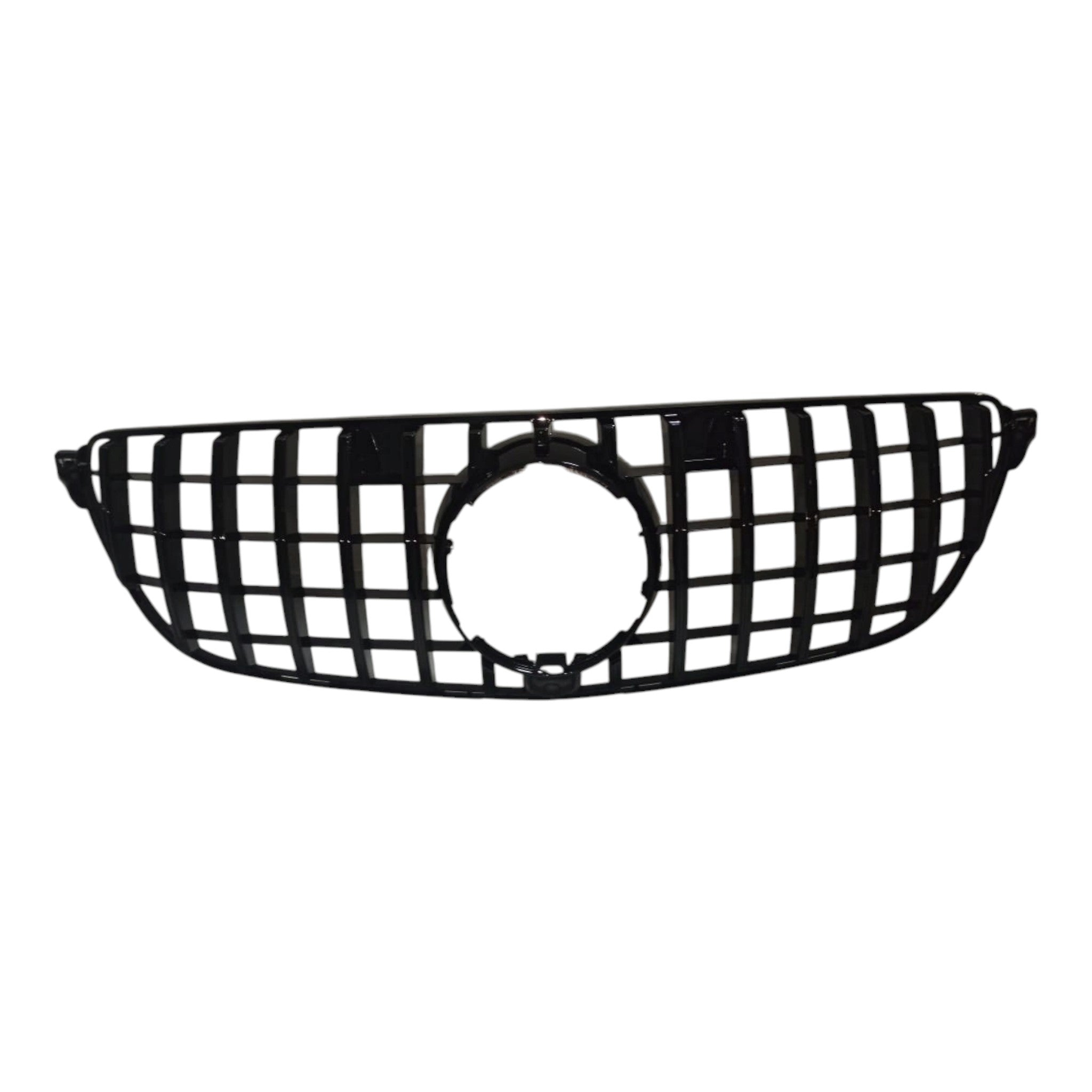 GT Black Front Radiator Grille for Mercedes GLE-Class W166 (2015-2018), high-quality ABS, sporty design.