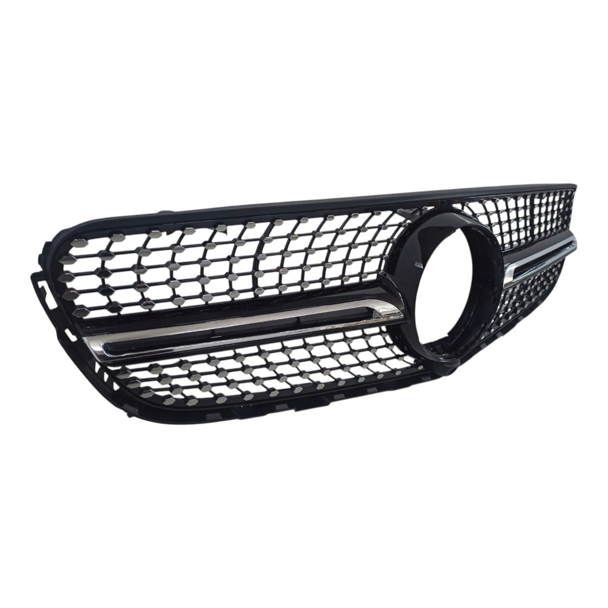 Diamond Black Front Radiator Grille with Camera for Mercedes GLC-Class X253 (2015-2019), premium Custom Class upgrade.