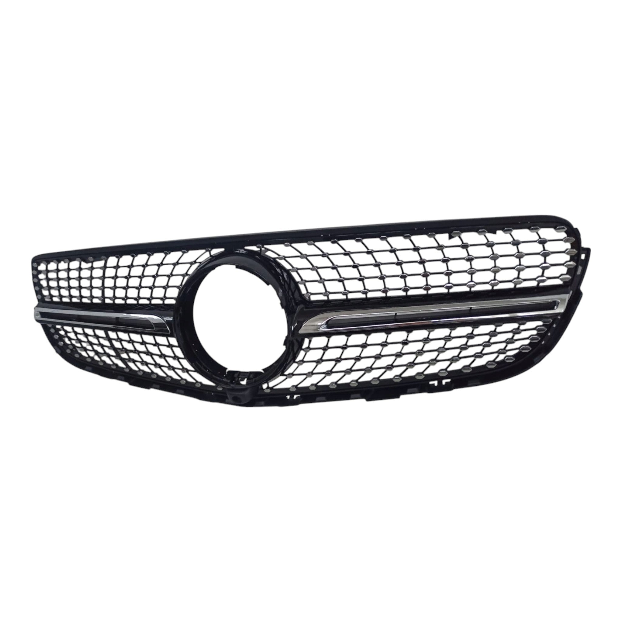 Diamond Black Front Radiator Grille with Camera for Mercedes GLC-Class X253 (2015-2019), premium Custom Class upgrade.