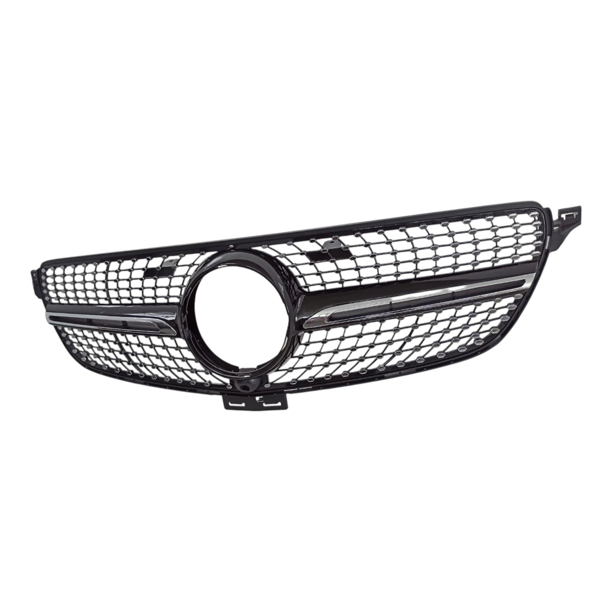 Diamond Black Front Radiator Grille for Mercedes GLE-Class W166 (2015-2018) with camera compatibility.