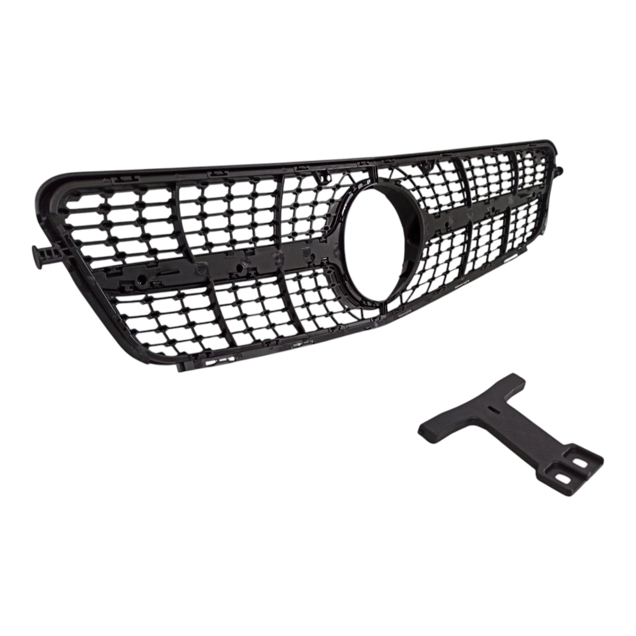 Diamond black front radiator grille for Mercedes C-Class W204 (2007-2014) from Custom Class, providing a sleek and refined upgrade.