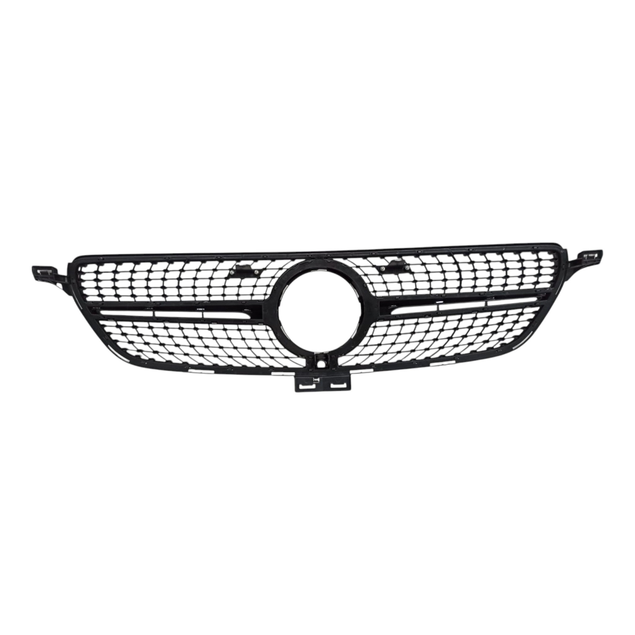 Diamond Silver Front Radiator Grille for Mercedes GLE-Class W166 (2015-2018) with camera compatibility.