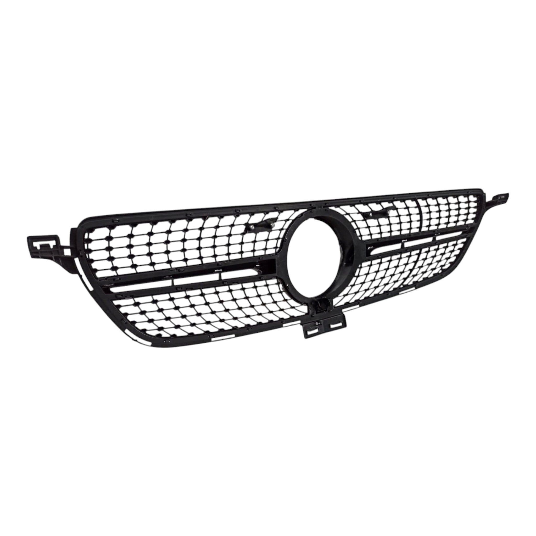 Diamond Silver Front Radiator Grille for Mercedes GLE-Class W166 (2015-2018) with camera compatibility.