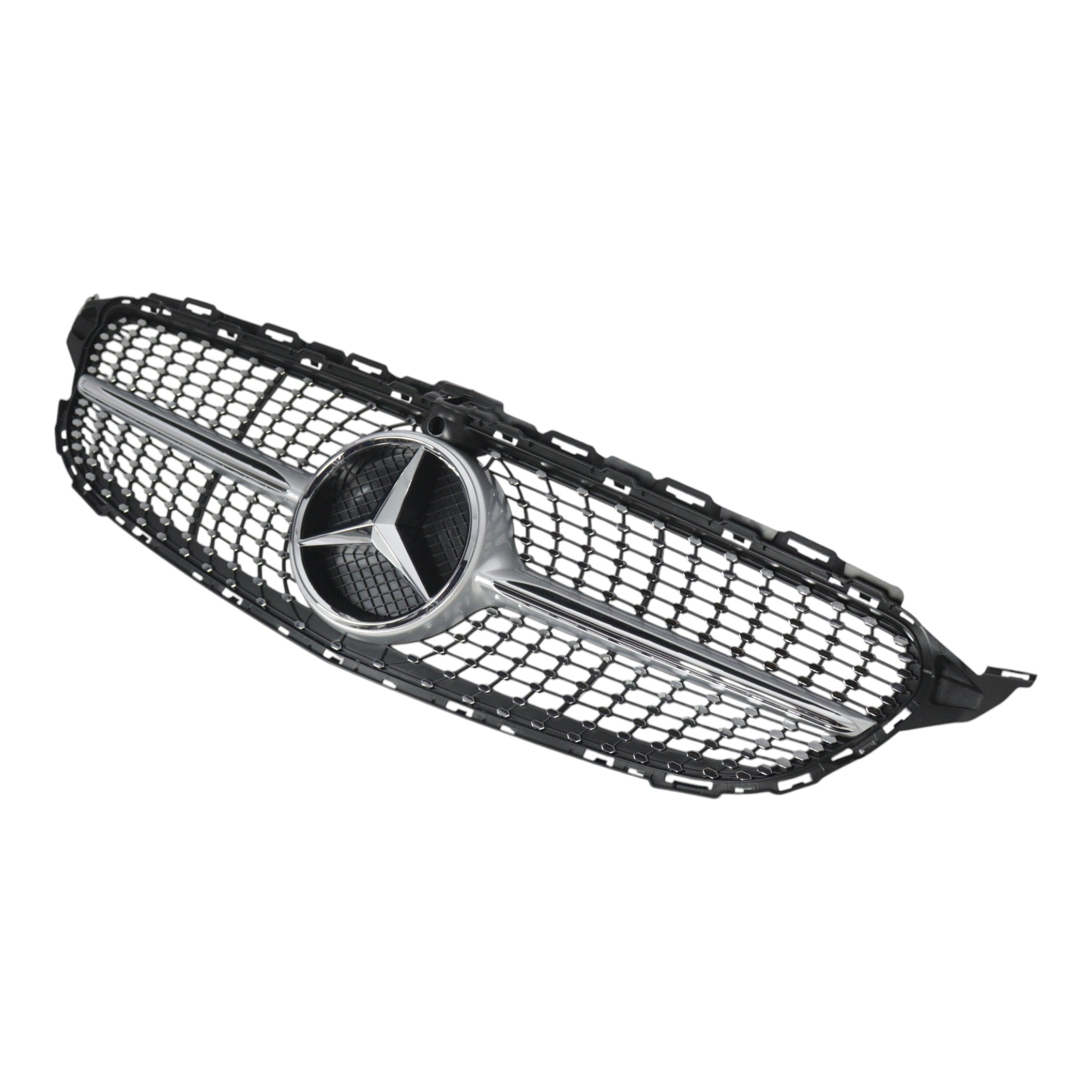 Front radiator grille, diamond silver, camera for Mercedes C-Class W205 2014-2018 - Custom Class