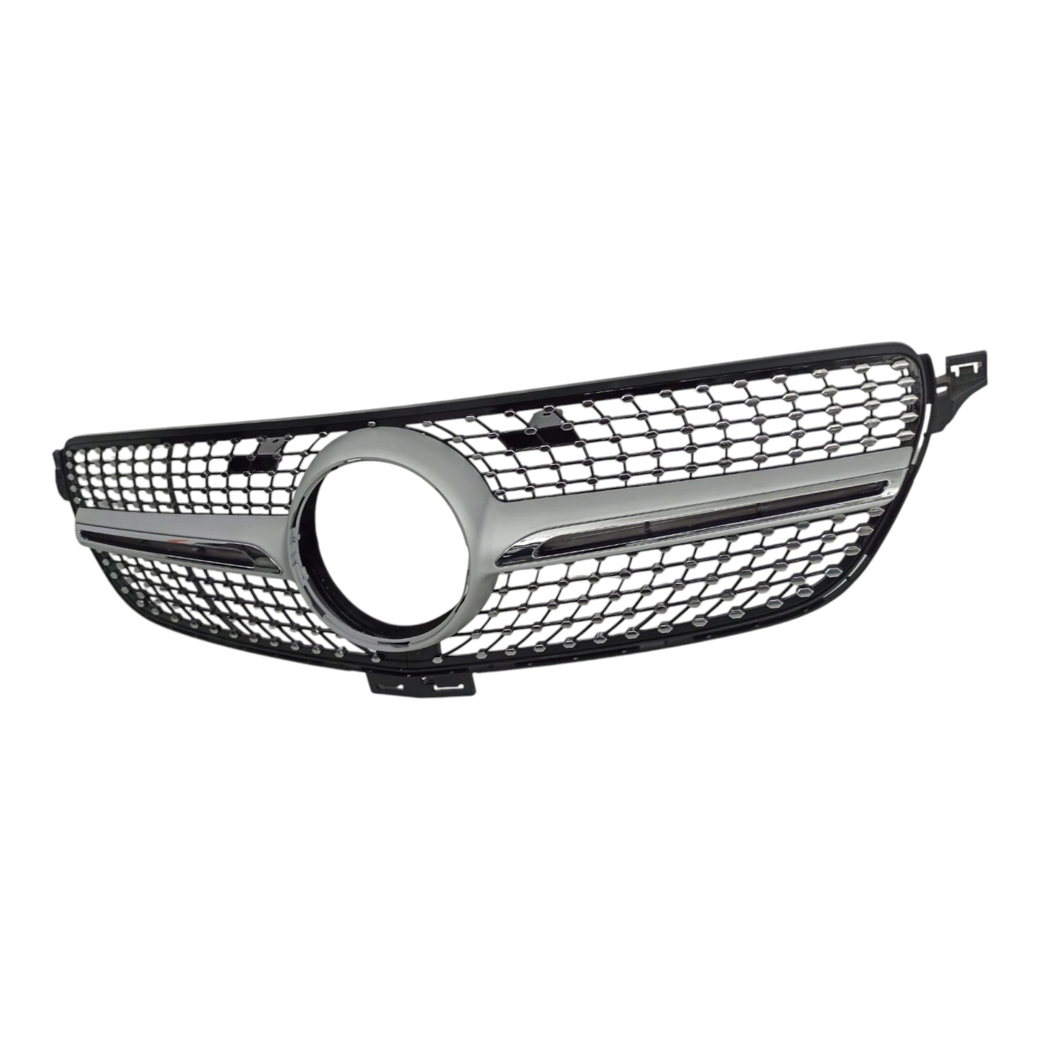 Front radiator grille, diamond silver (no camera) for Mercedes GLE-Class W166 2015-2018 - Custom Class