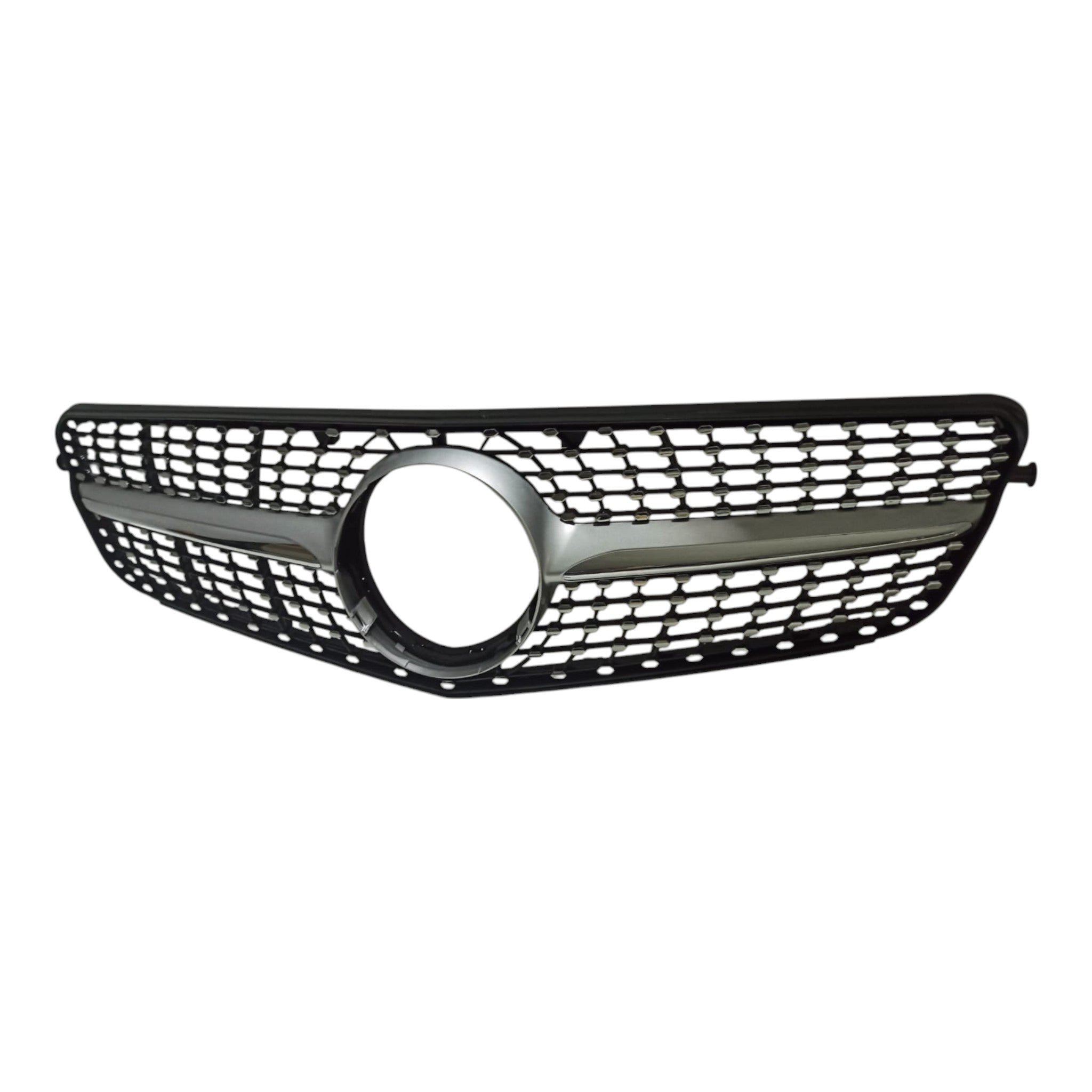 Diamond silver front radiator grille for Mercedes C-Class W204 (2007-2014) from Custom Class, offering a sleek and elegant upgrade.