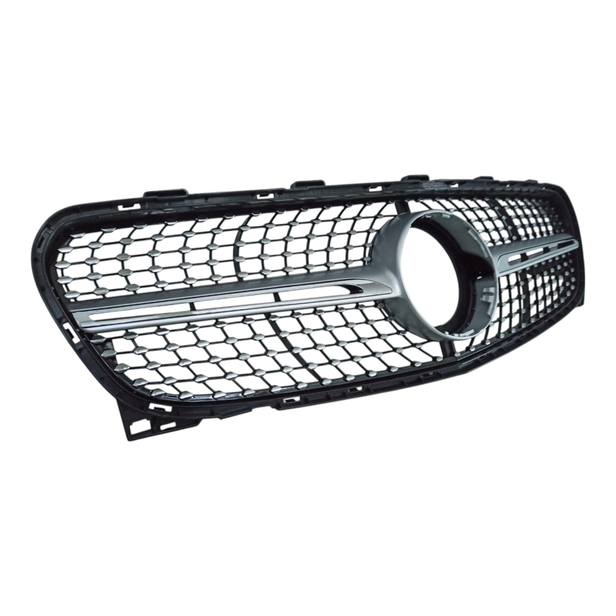 Diamond Silver Front Radiator Grille for Mercedes GLA-Class X156 (2017-2020), premium Custom Class upgrade.