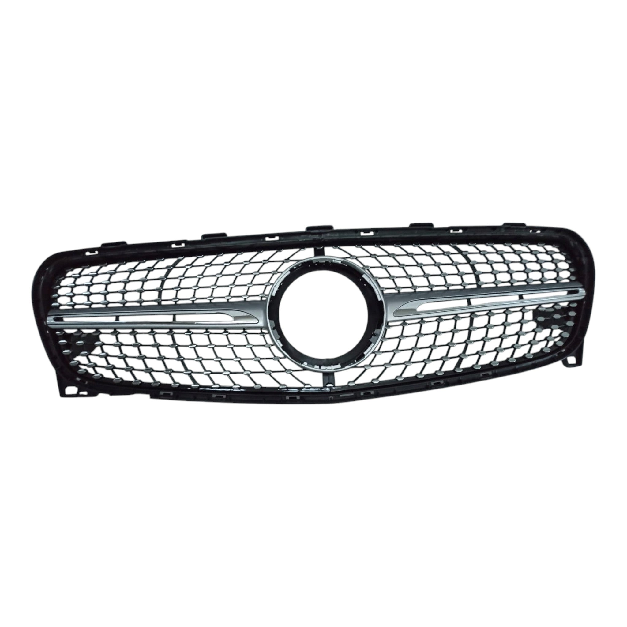 Diamond Silver Front Radiator Grille for Mercedes GLA-Class X156 (2017-2020), premium Custom Class upgrade.