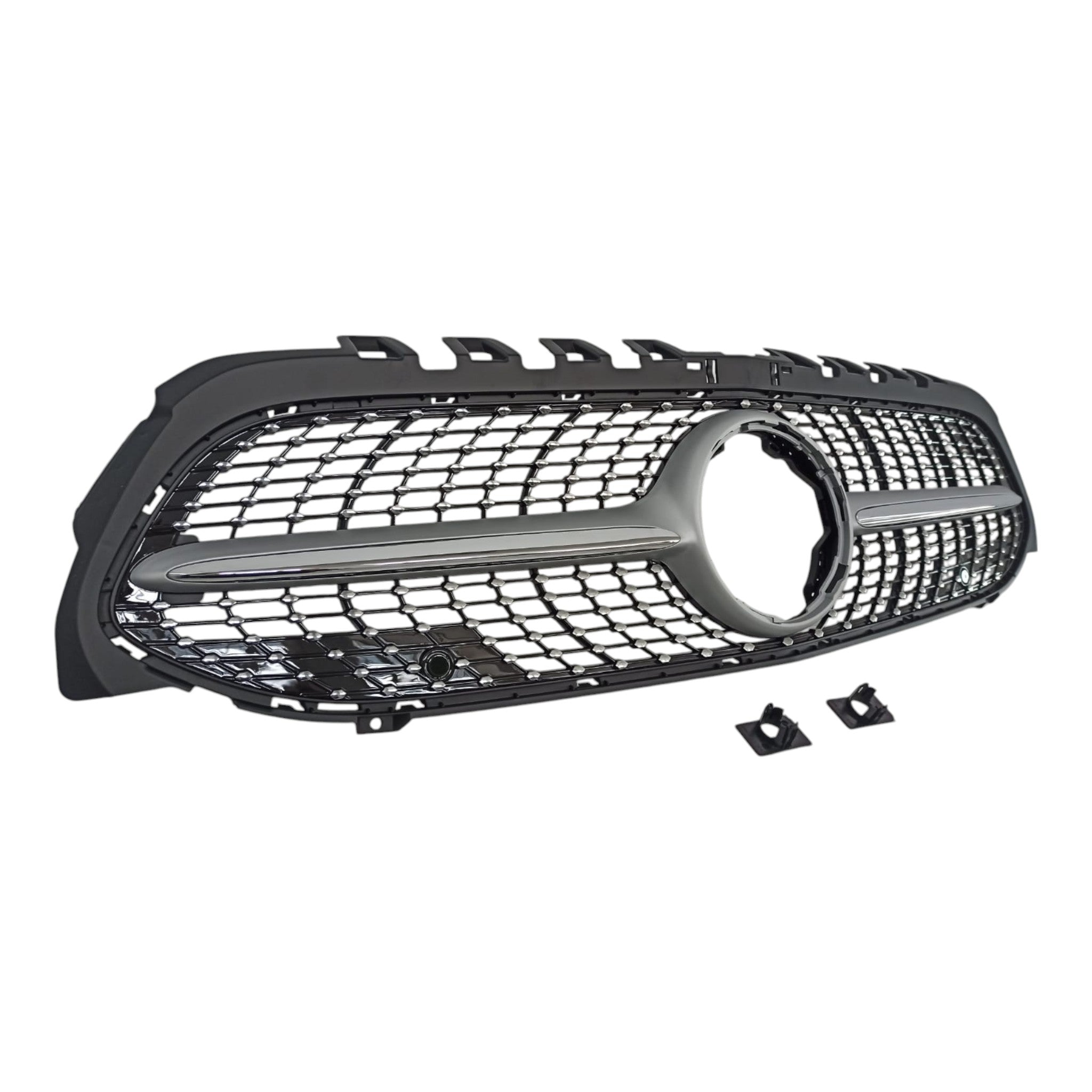 Diamond silver front radiator grille for Mercedes W177 (2018+) from Custom Class, providing a sleek and stylish upgrade.