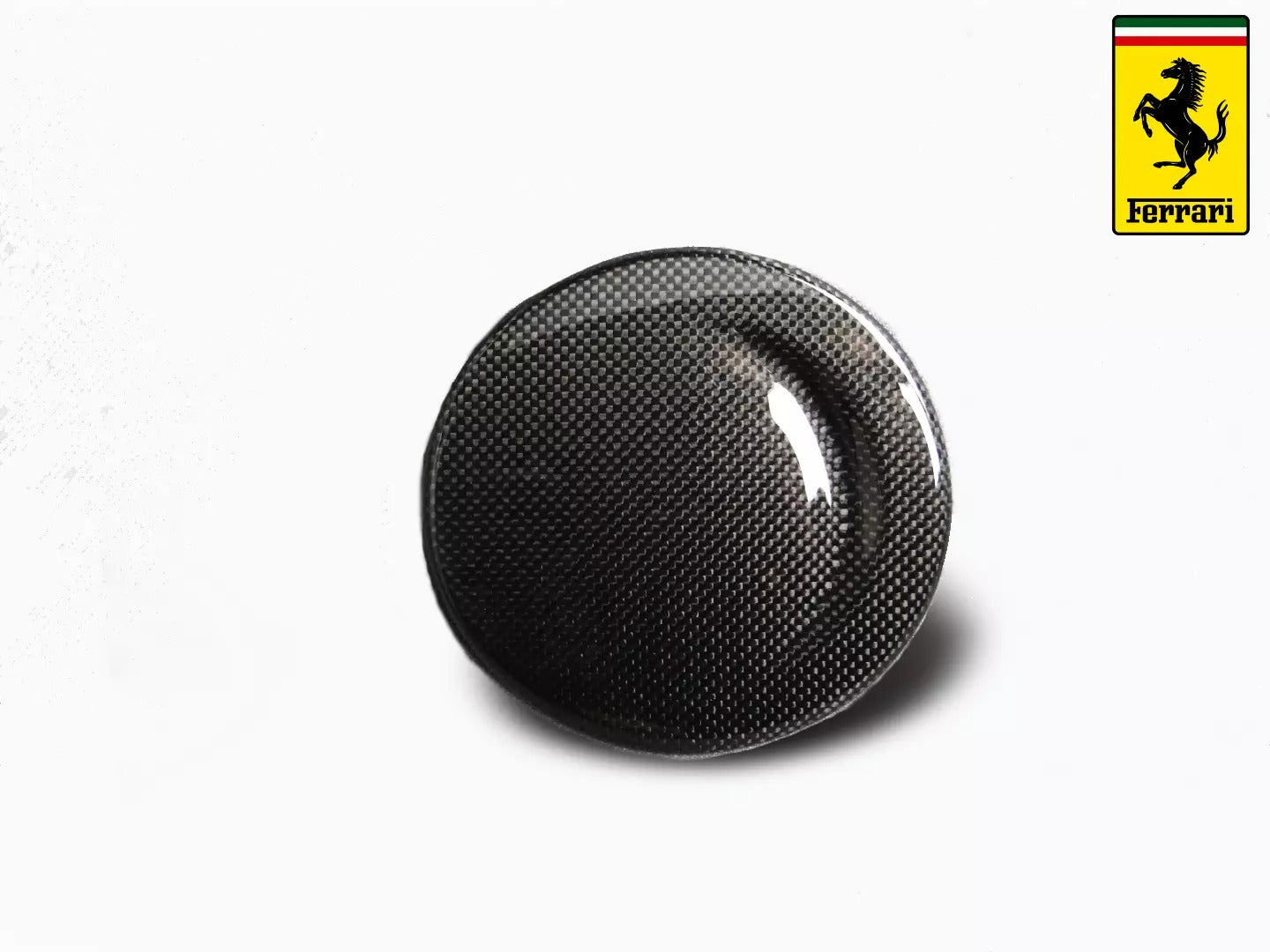 Fuel cap carbon cover for Ferrari 360 F430, made from genuine carbon fiber with a perfect fit and surface.