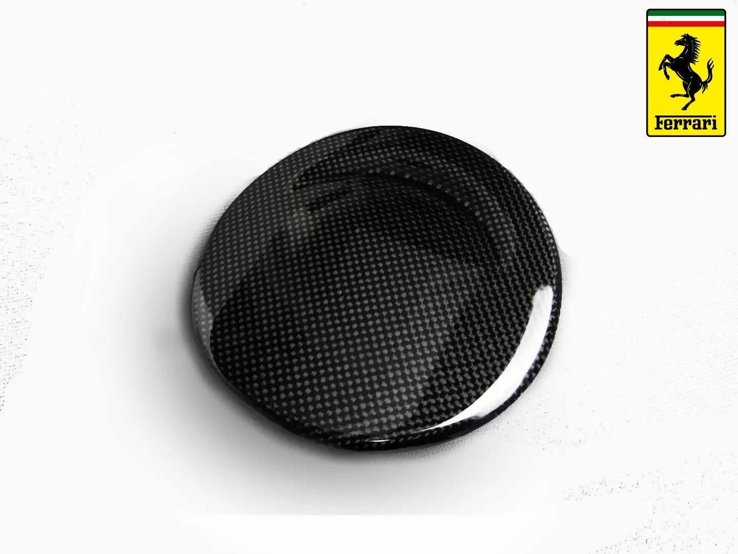 Fuel cap carbon cover for Ferrari 360 F430, made from genuine carbon fiber with a perfect fit and surface.