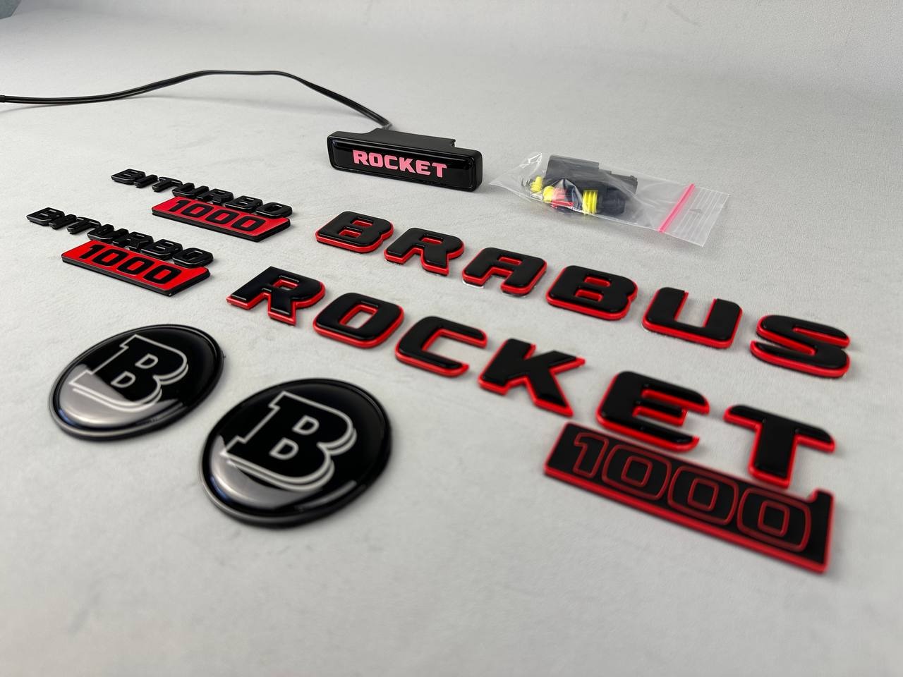 Metal Brabus Rocket 1000 "1 of 25" emblems 10 pcs set for Mercedes-Benz AMG GT 63 S E Performance - Custom Class