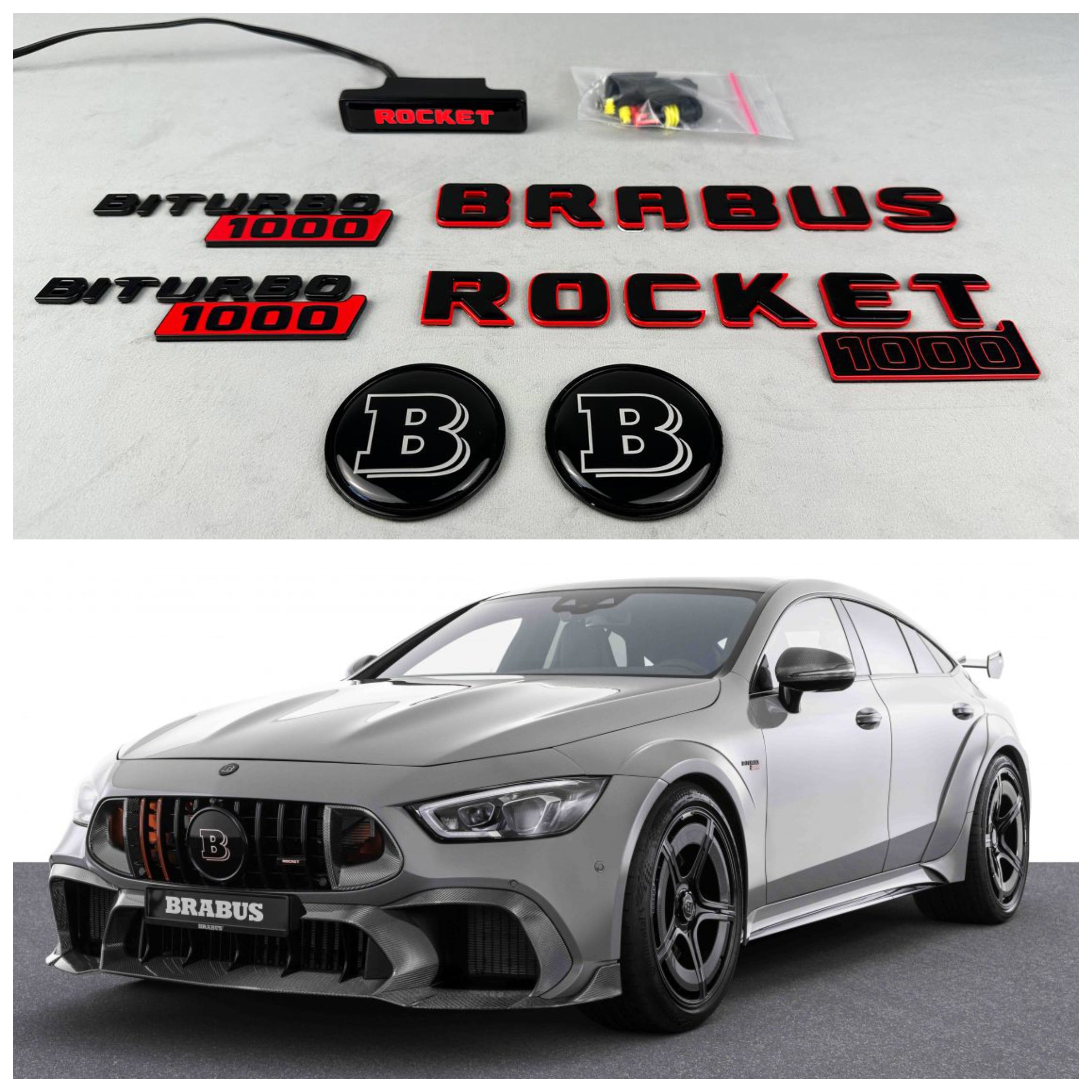 Metal Brabus Rocket 1000 "1 of 25" emblems 10 pcs set for Mercedes-Benz AMG GT 63 S E Performance - Custom Class