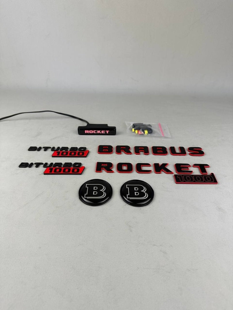 Metal Brabus Rocket 1000 "1 of 25" emblems 10 pcs set for Mercedes-Benz AMG GT 63 S E Performance - Custom Class