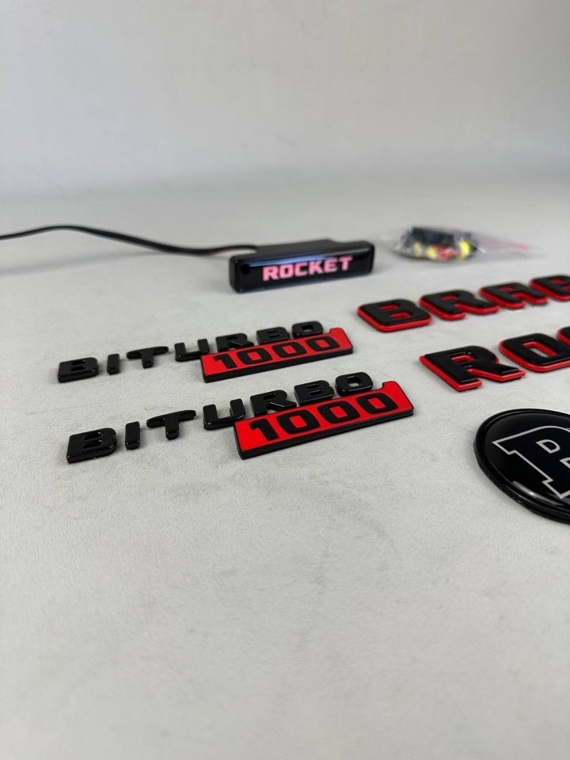 Metal Brabus Rocket 1000 "1 of 25" emblems 10 pcs set for Mercedes-Benz AMG GT 63 S E Performance - Custom Class