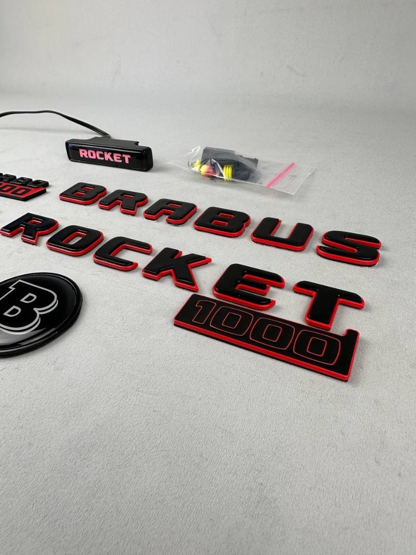 Metal Brabus Rocket 1000 "1 of 25" emblems 10 pcs set for Mercedes-Benz AMG GT 63 S E Performance - Custom Class