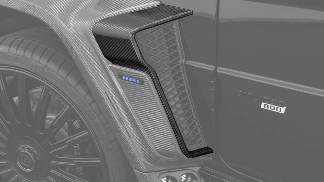 High-gloss carbon fiber parts for Mercedes G63 AMG W465 facelift by Custom Class.