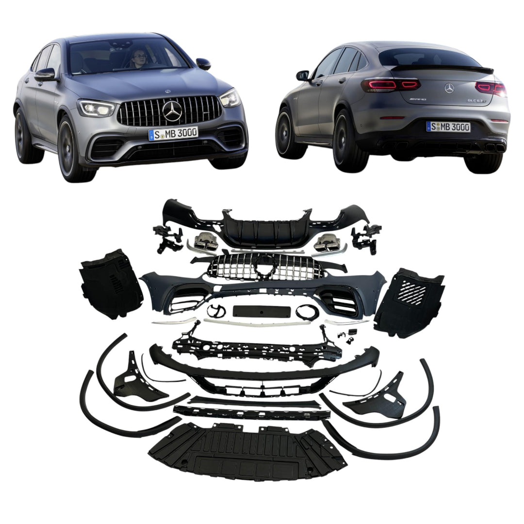 GLC63 Coupe AMG Bodykit for Mercedes GLC-Class Coupe C253 (2019-2023), complete exterior transformation kit.