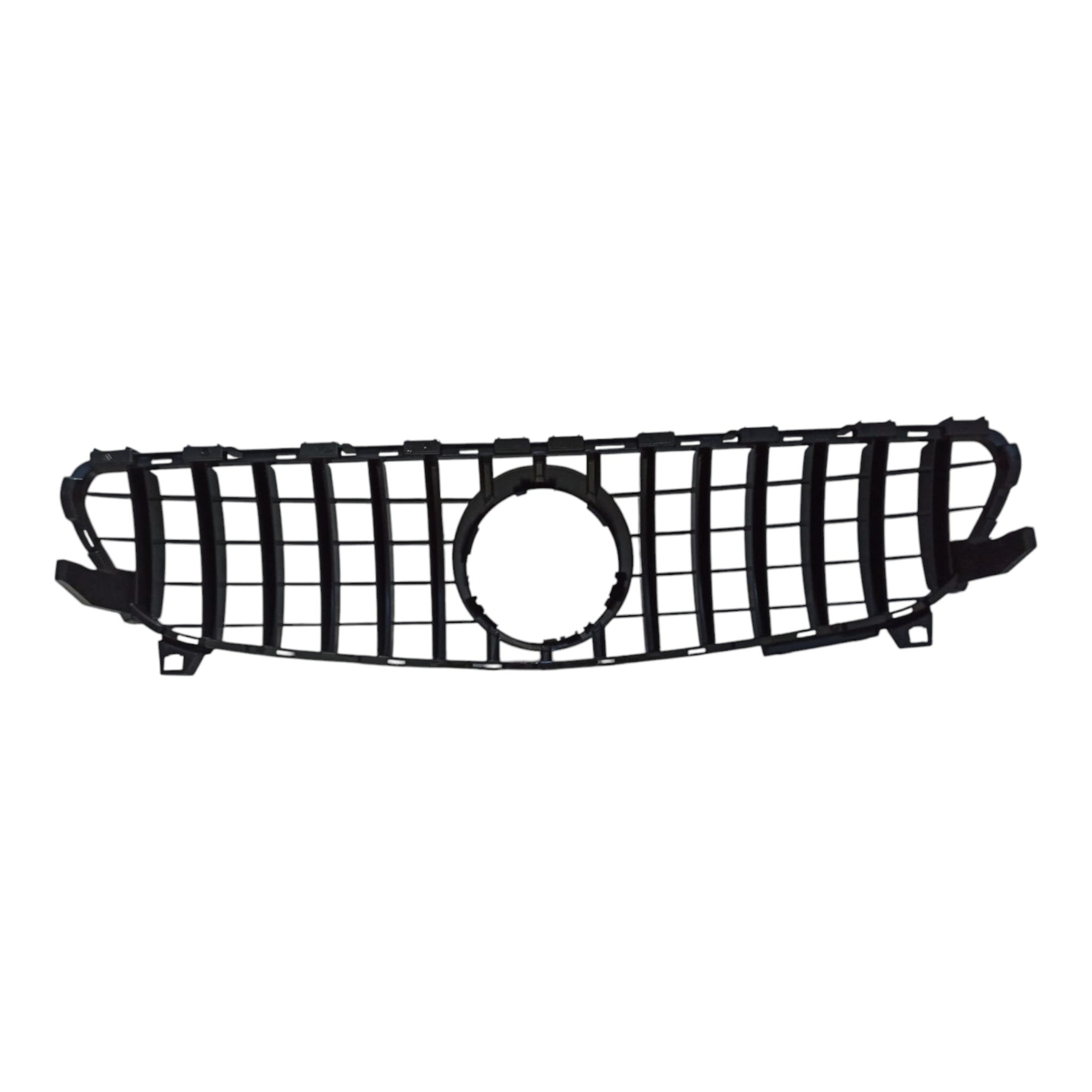 GT chrome black Panamericana front radiator grille for Mercedes W176 (2016-2018) from Custom Class, featuring a sleek chrome and black finish.